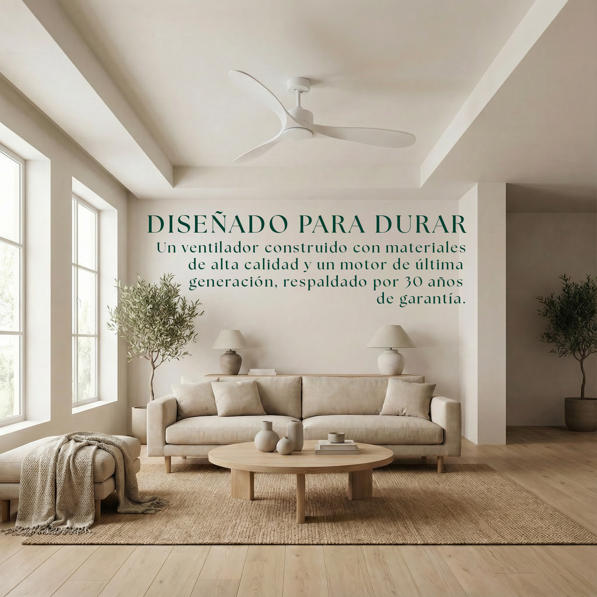 Ventilador de techo Boreal de 132 cm (10–25 m²) – 3 aspas de ABS