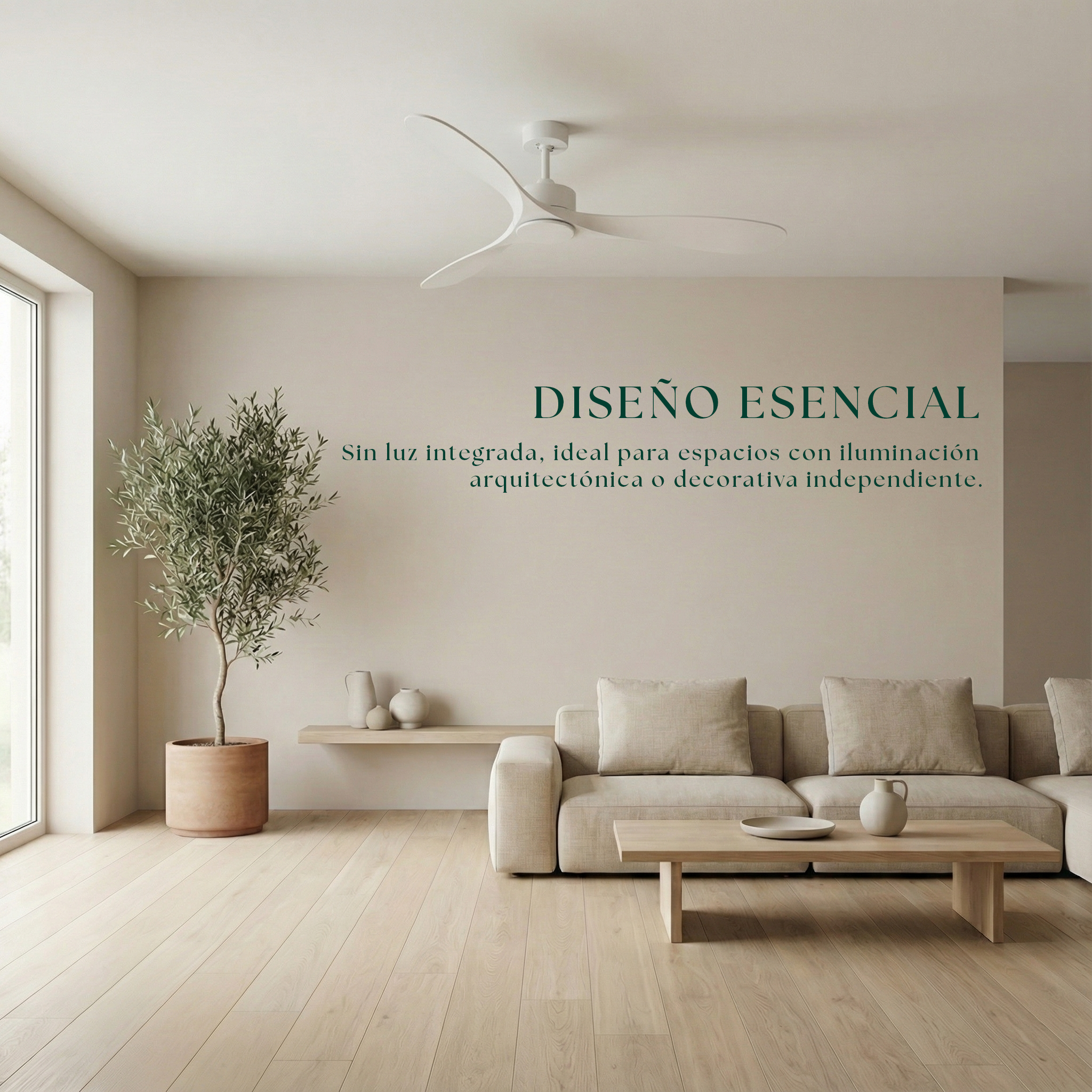 Ventilador de techo Boreal de 132 cm (10–25 m²) – 3 aspas de ABS