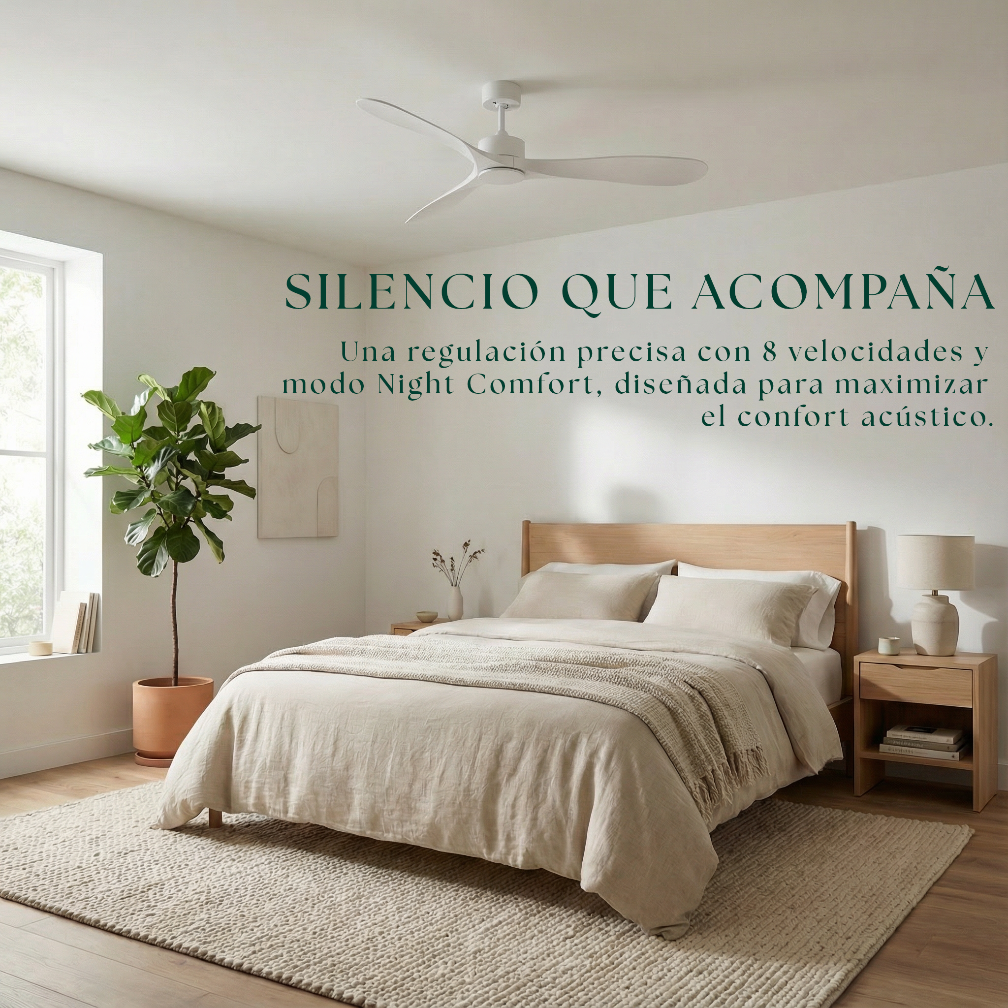 Ventilador de techo Boreal de 132 cm (10–25 m²) – 3 aspas de ABS