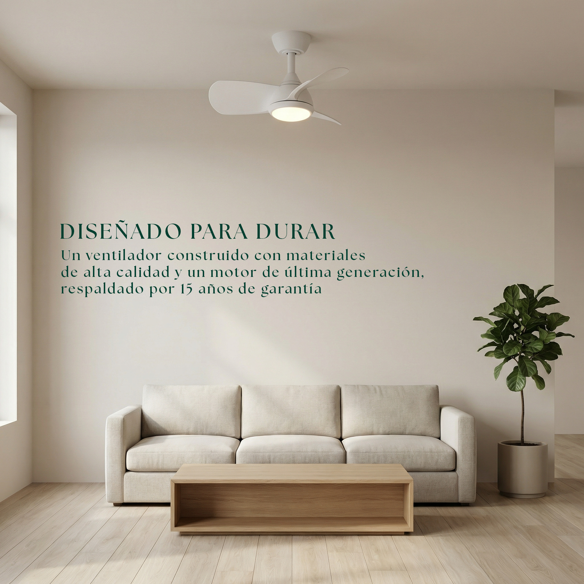Ventilador de techo Veleo de 60 cm (<8 m²) – 3 aspas de ABS