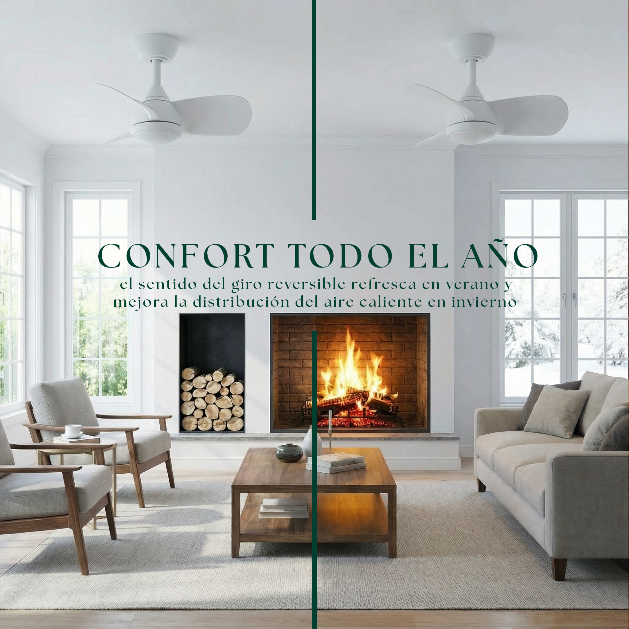 Ventilador de techo Veleo de 60 cm (<8 m²) – 3 aspas de ABS