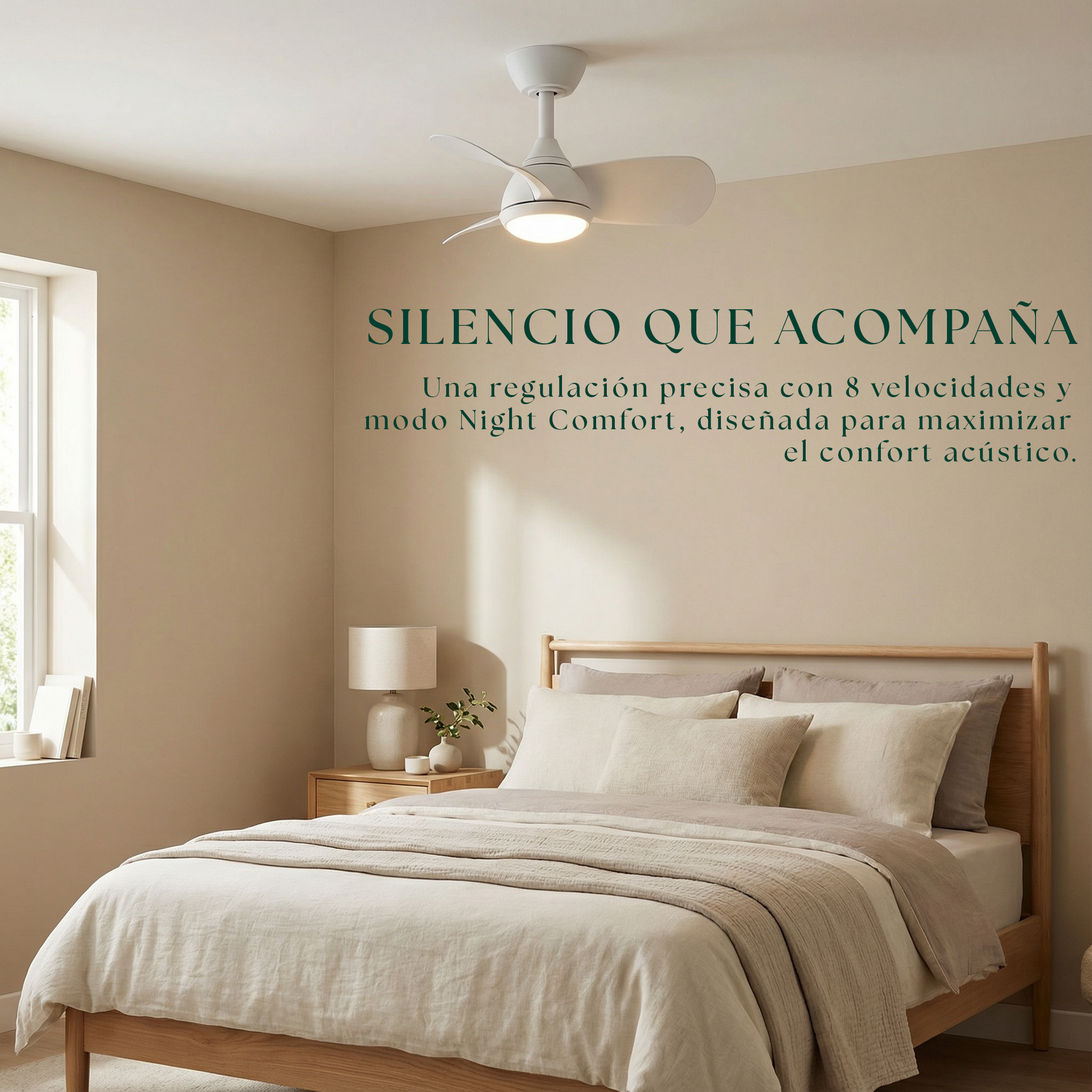 Ventilador de techo Veleo de 60 cm (<8 m²) – 3 aspas de ABS