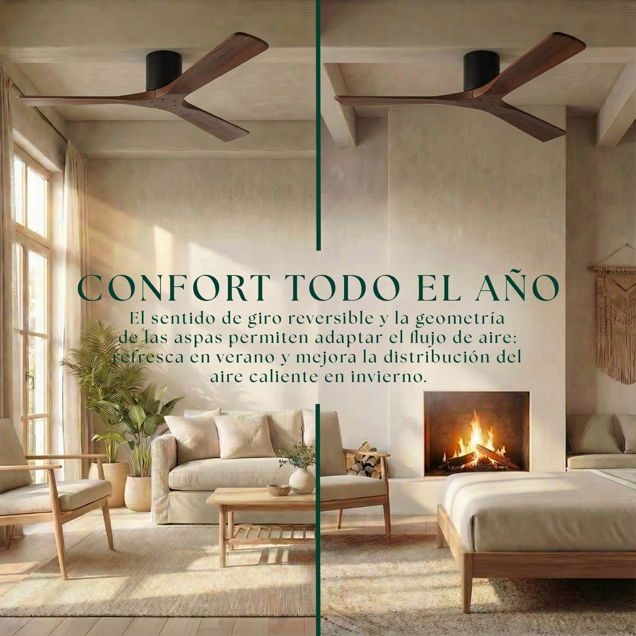 Ventilador de Techo de Madera Etoile 132 cm y 112 cm