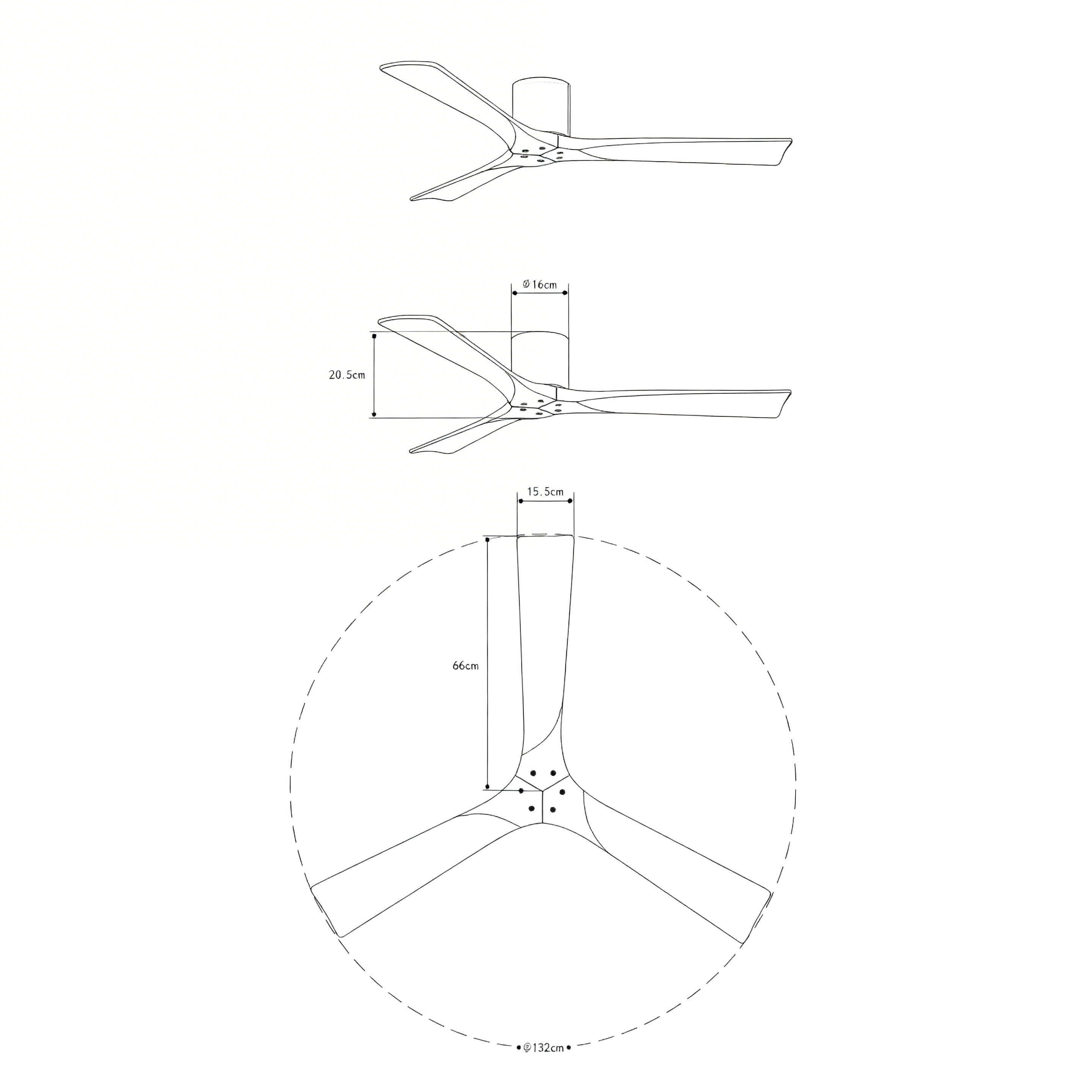 Ventilador de Techo de Madera Etoile 132 cm y 112 cm