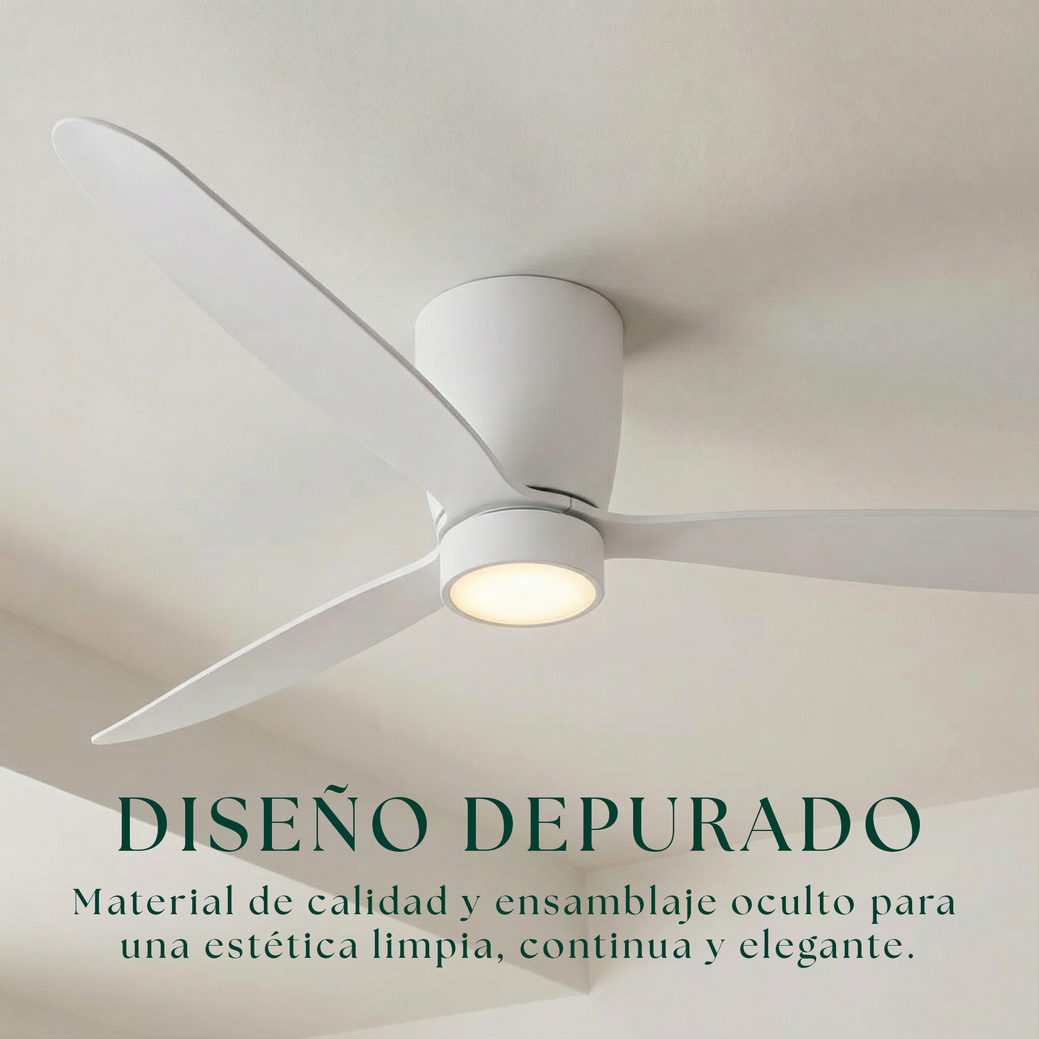 Ventilador de Techo Sirocco de 132 cm (10–25 m²) – 3 Aspas de ABS
