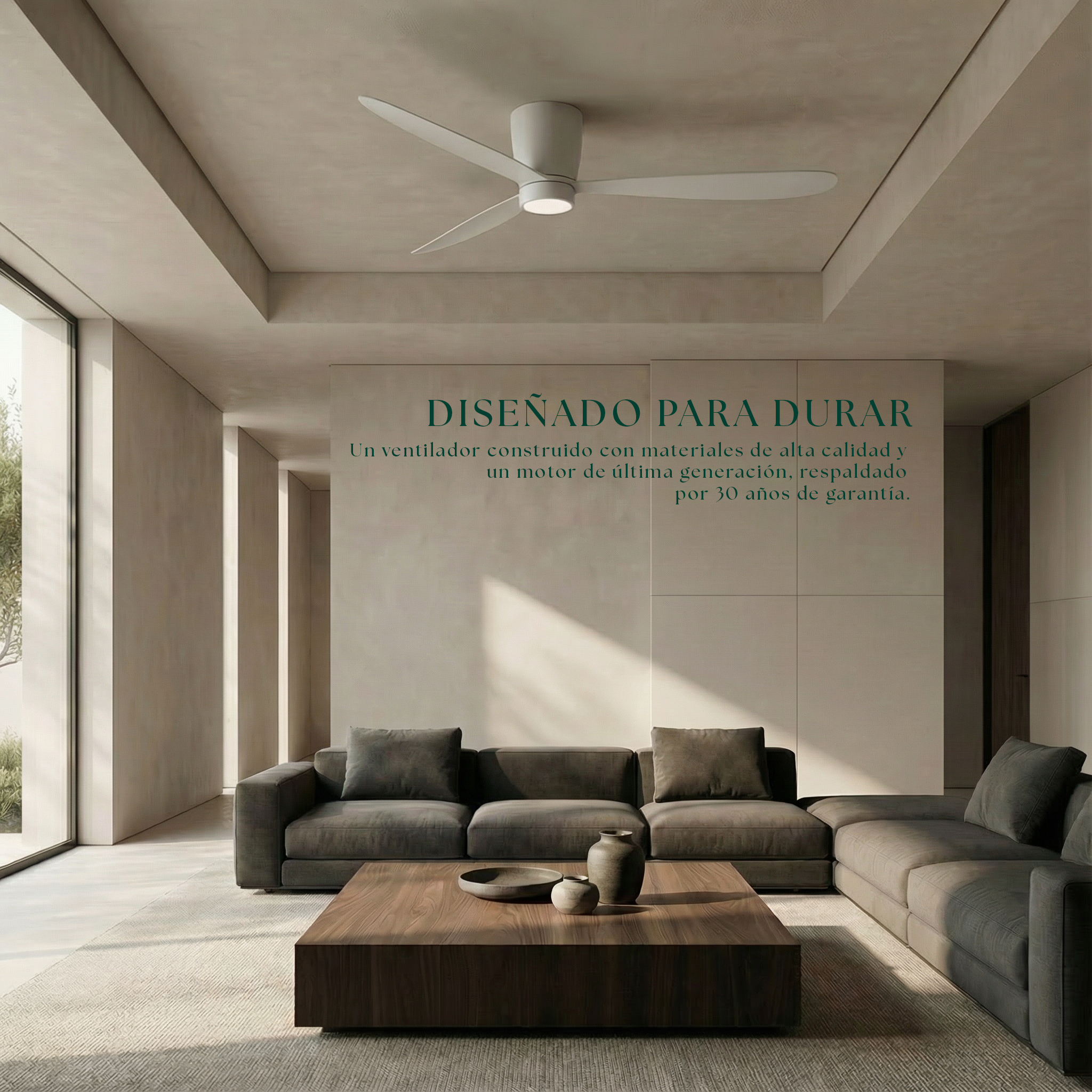 Ventilador de Techo Sirocco de 132 cm (10–25 m²) – 3 Aspas de ABS