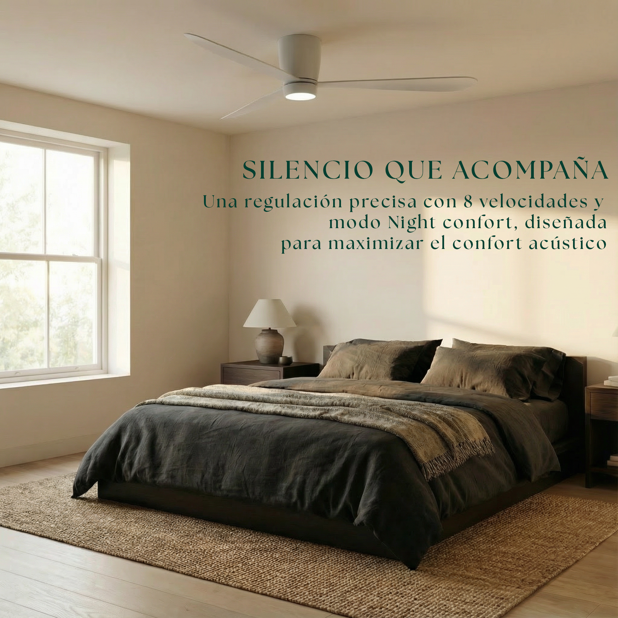 Ventilador de Techo Sirocco de 132 cm (10–25 m²) – 3 Aspas de ABS