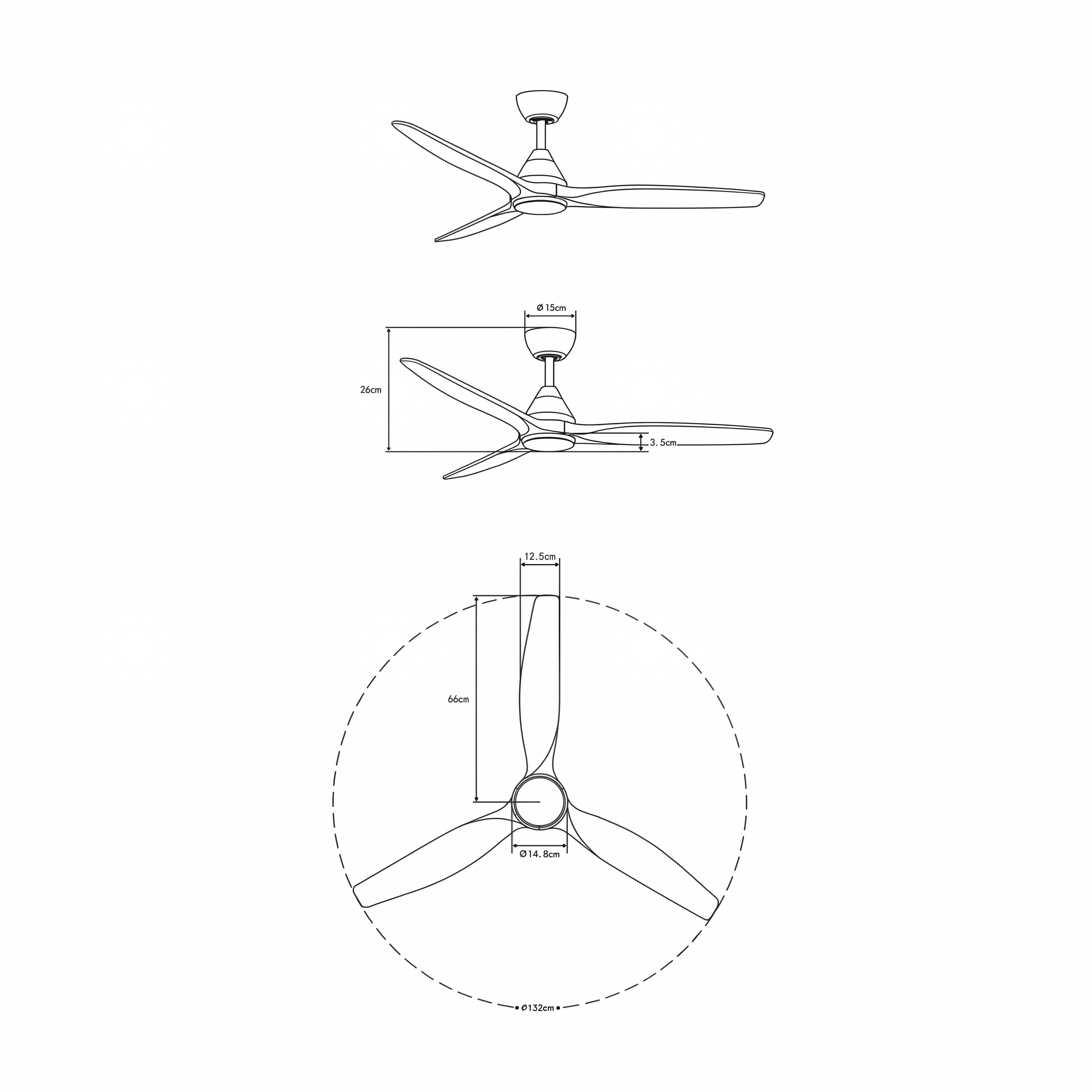 Ventilador de Techo de Madera Dolomiti (132cm / 112cm)