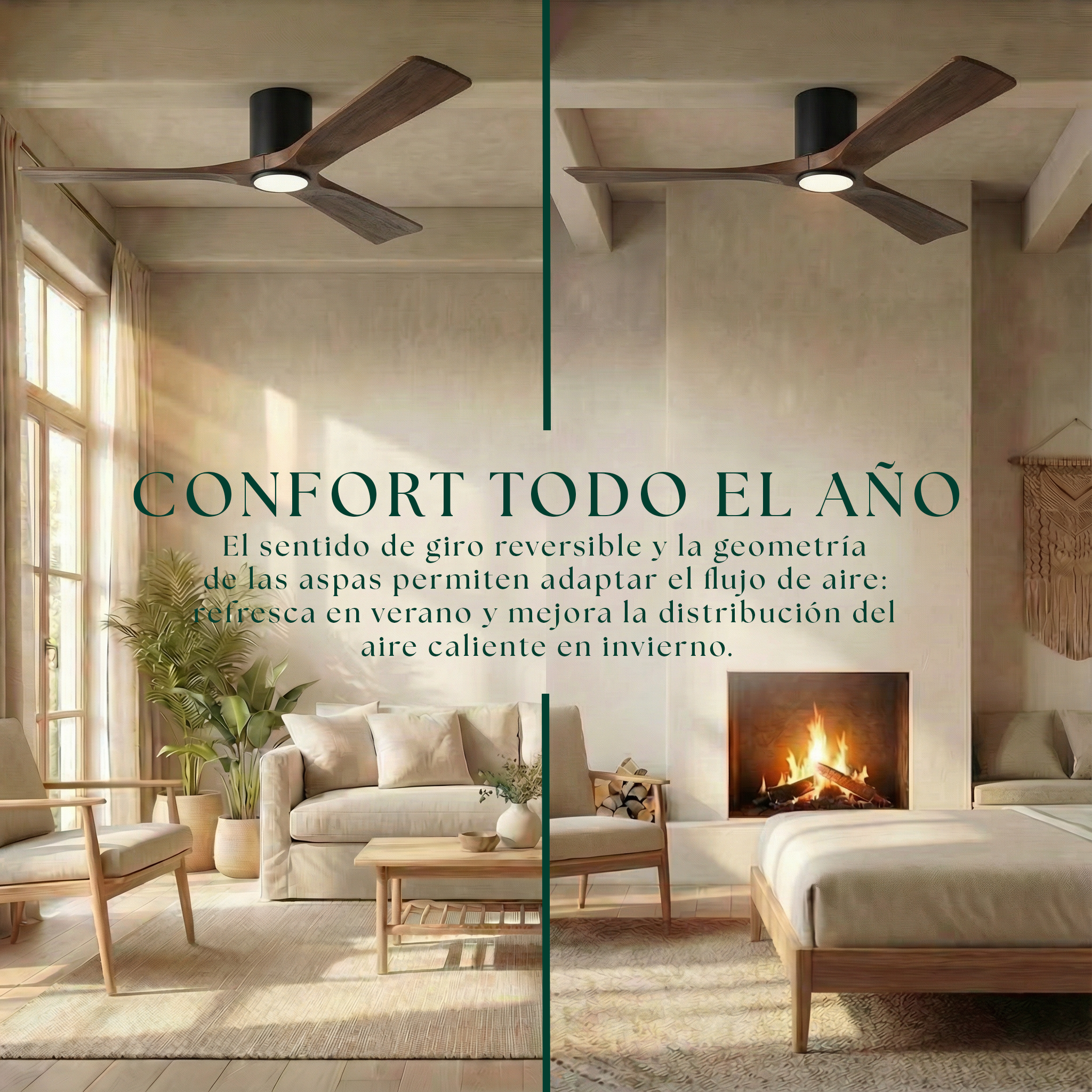 Ventilador de Techo de Madera Etoile 132 cm y 112 cm