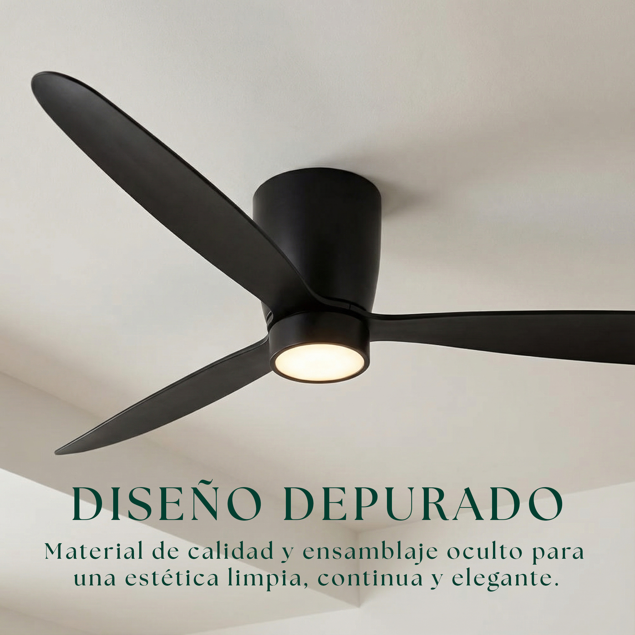 Ventilador de Techo Sirocco de 132 cm (10–25 m²) – 3 Aspas de ABS