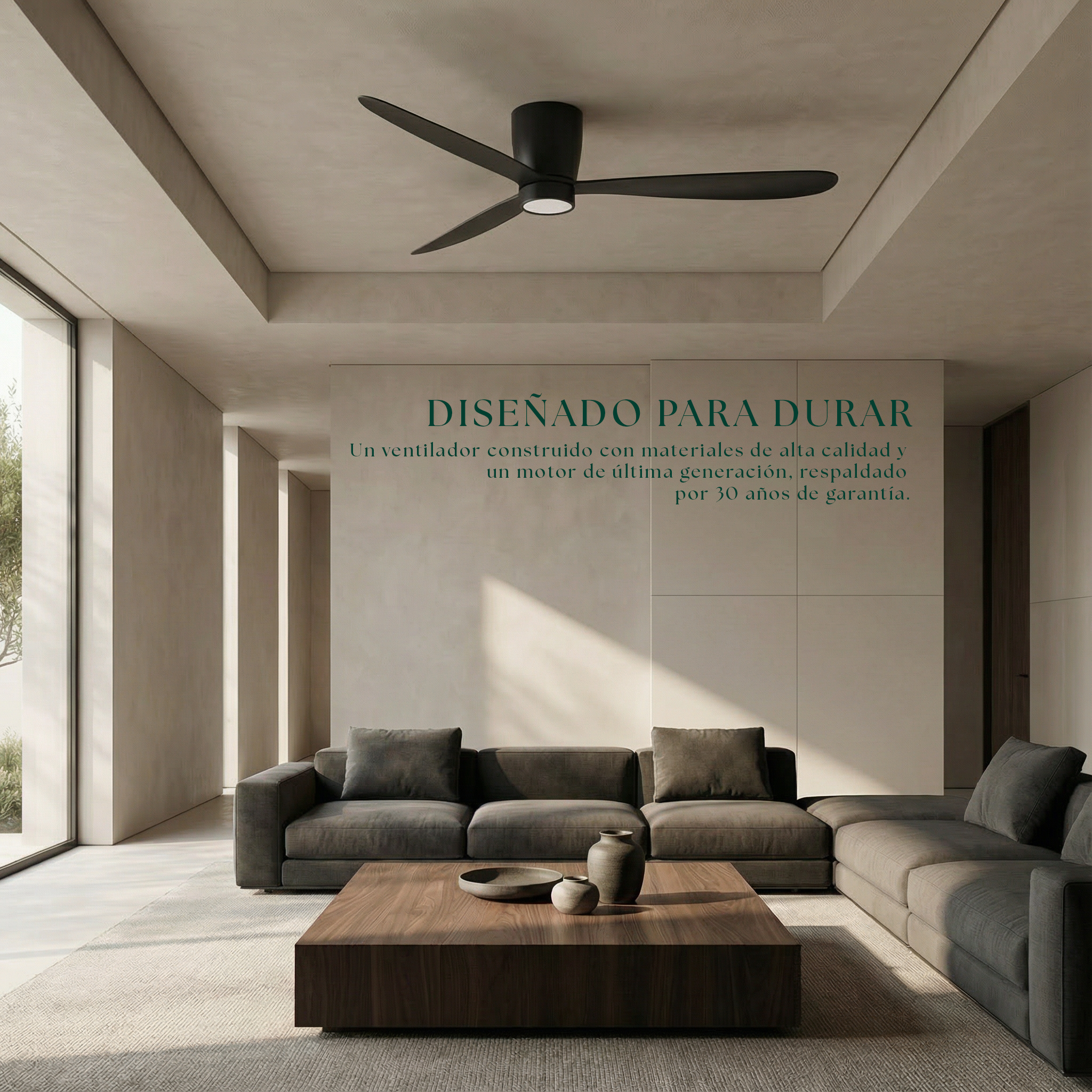 Ventilador de Techo Sirocco de 132 cm (10–25 m²) – 3 Aspas de ABS