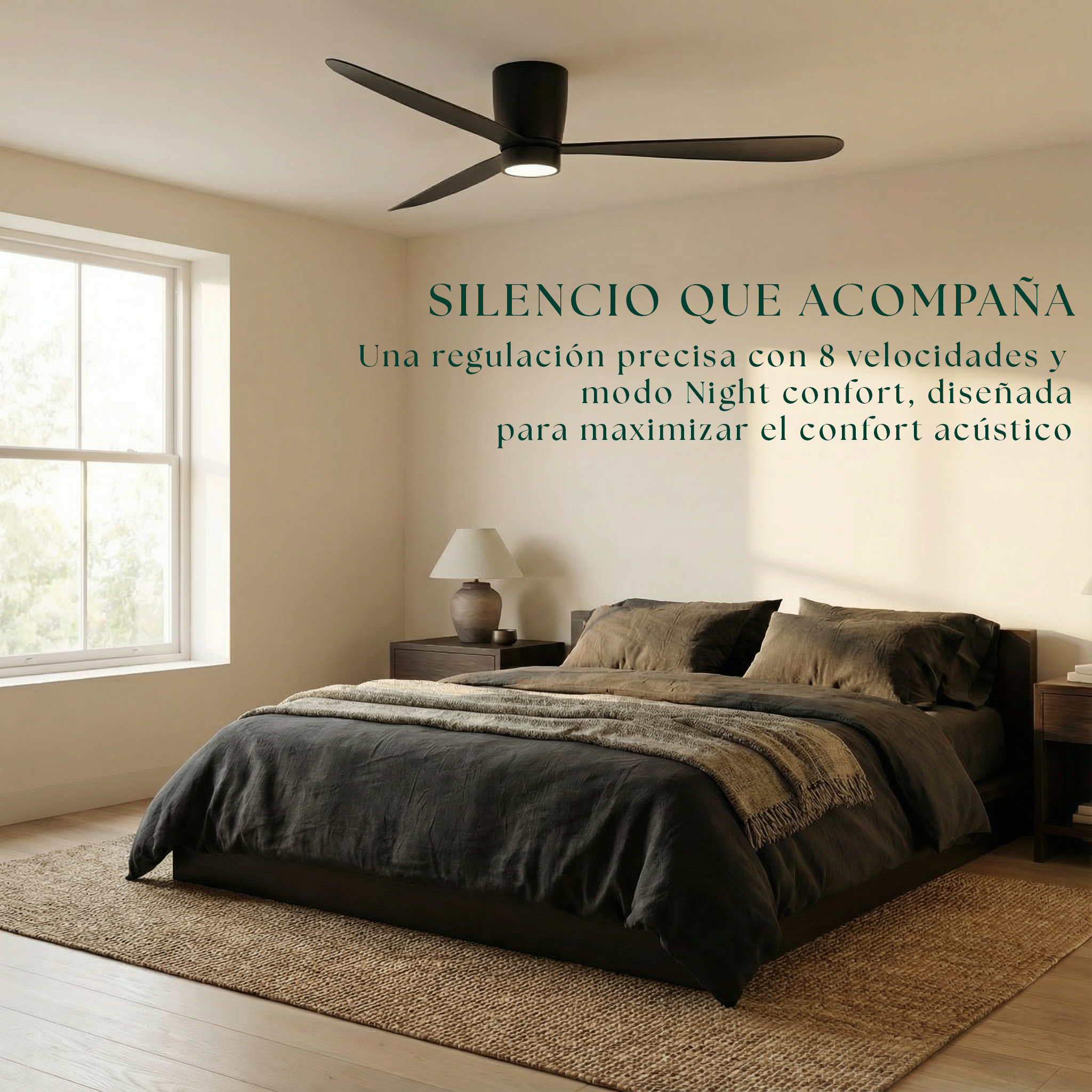 Ventilador de Techo Sirocco de 132 cm (10–25 m²) – 3 Aspas de ABS