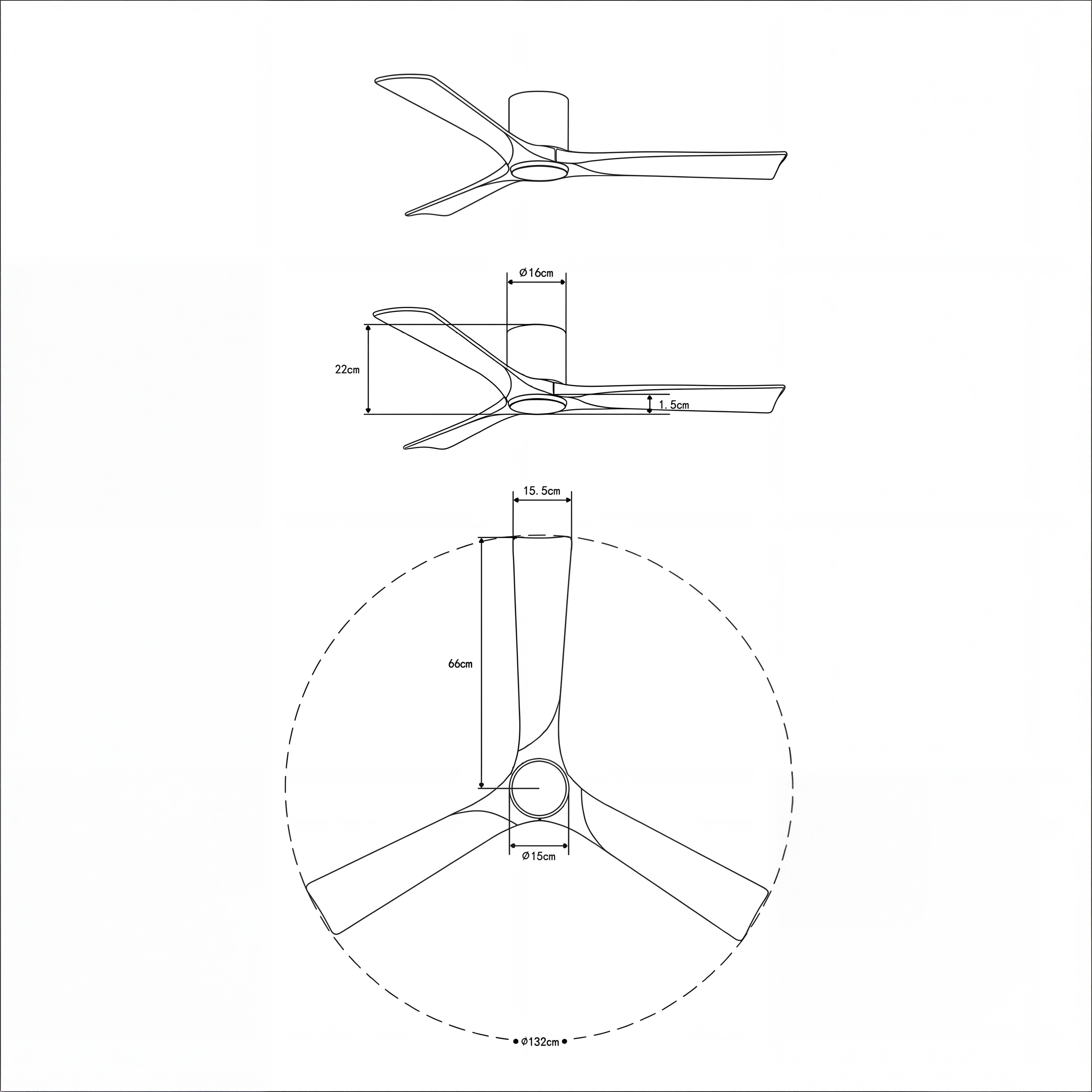 Ventilador de Techo de Madera Etoile 132 cm y 112 cm
