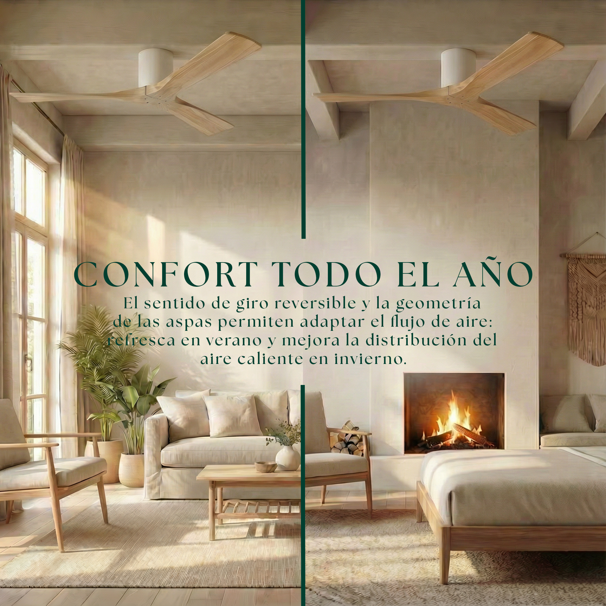 Ventilador de Techo de Madera Etoile 132 cm y 112 cm