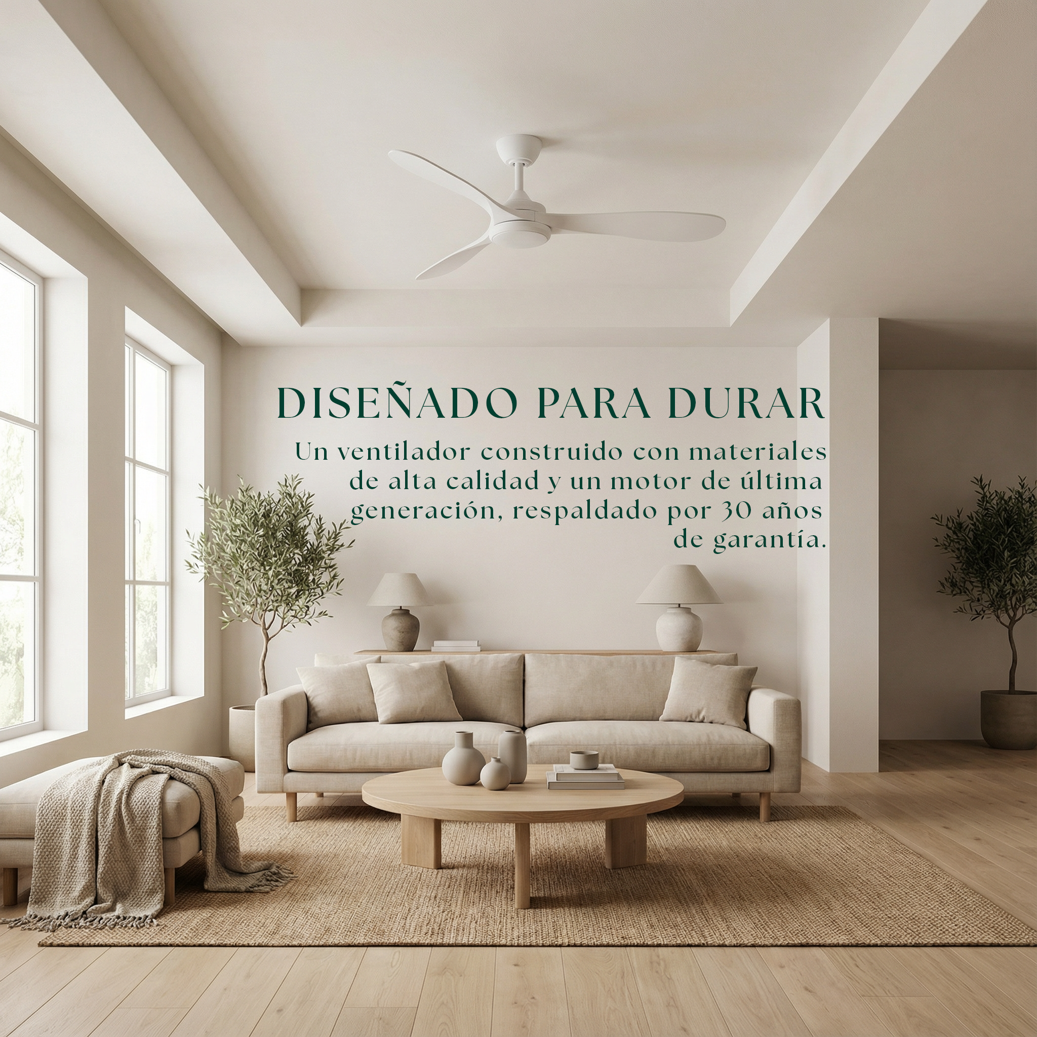 Ventilador de techo Boreal de 132 cm (10–25 m²) – 3 aspas de ABS