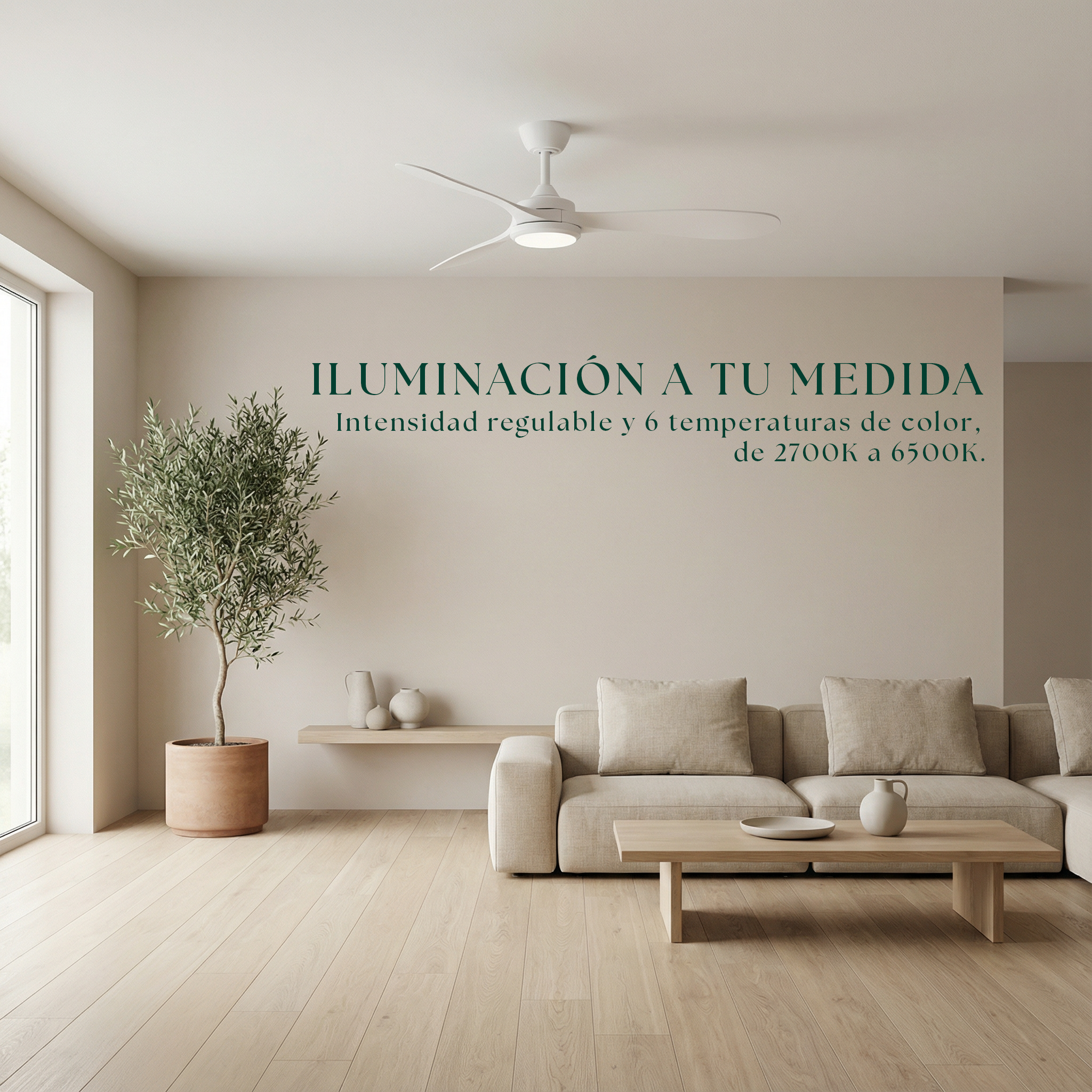 Ventilador de techo Boreal de 132 cm (10–25 m²) – 3 aspas de ABS