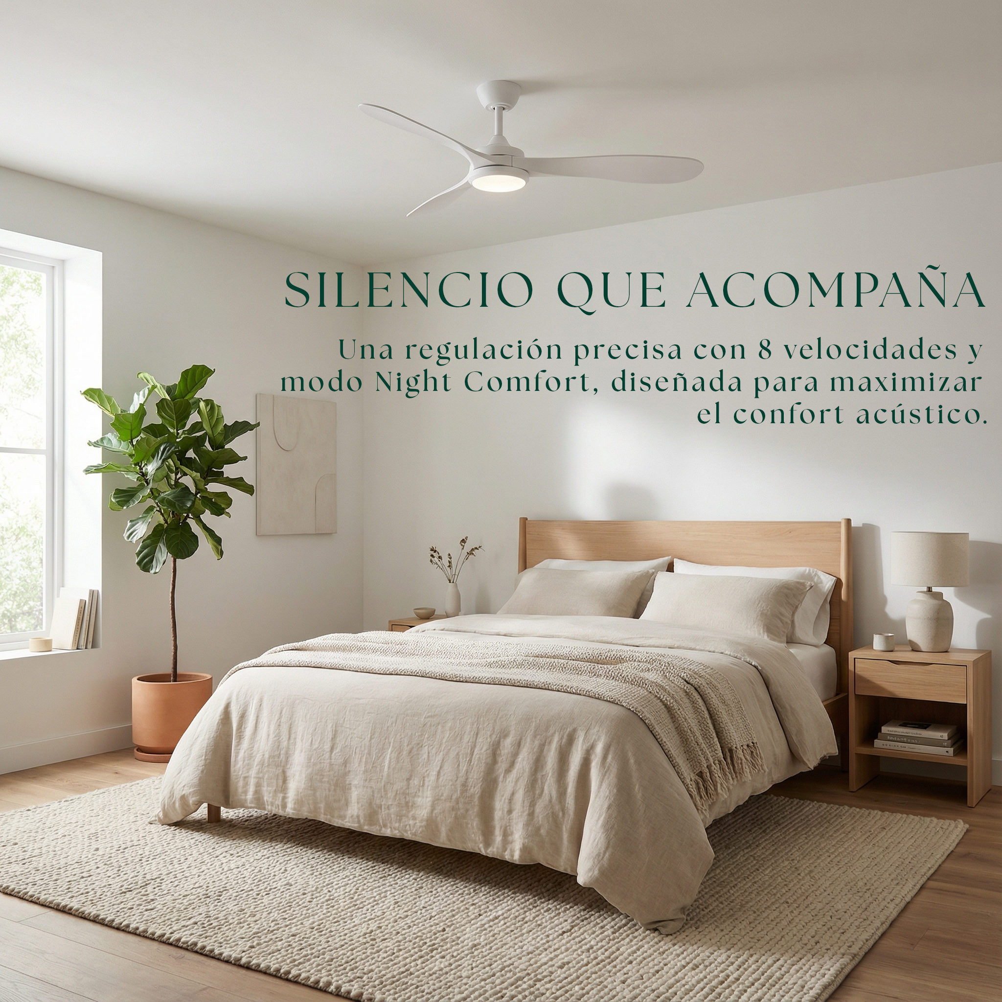 Ventilador de techo Boreal de 132 cm (10–25 m²) – 3 aspas de ABS