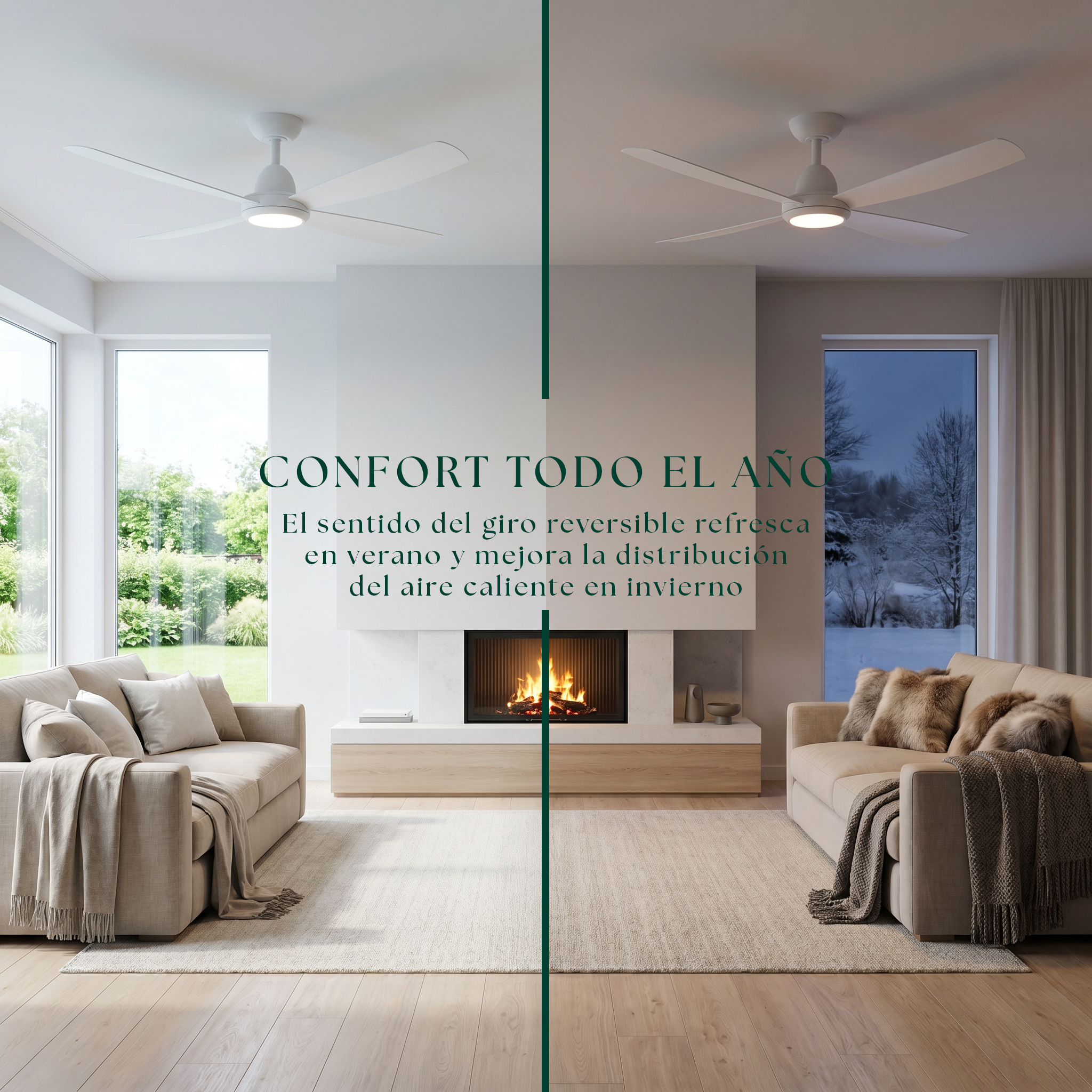 Ventilador de techo Saona de 122 cm (7–20 m²) – 4 aspas de ABS