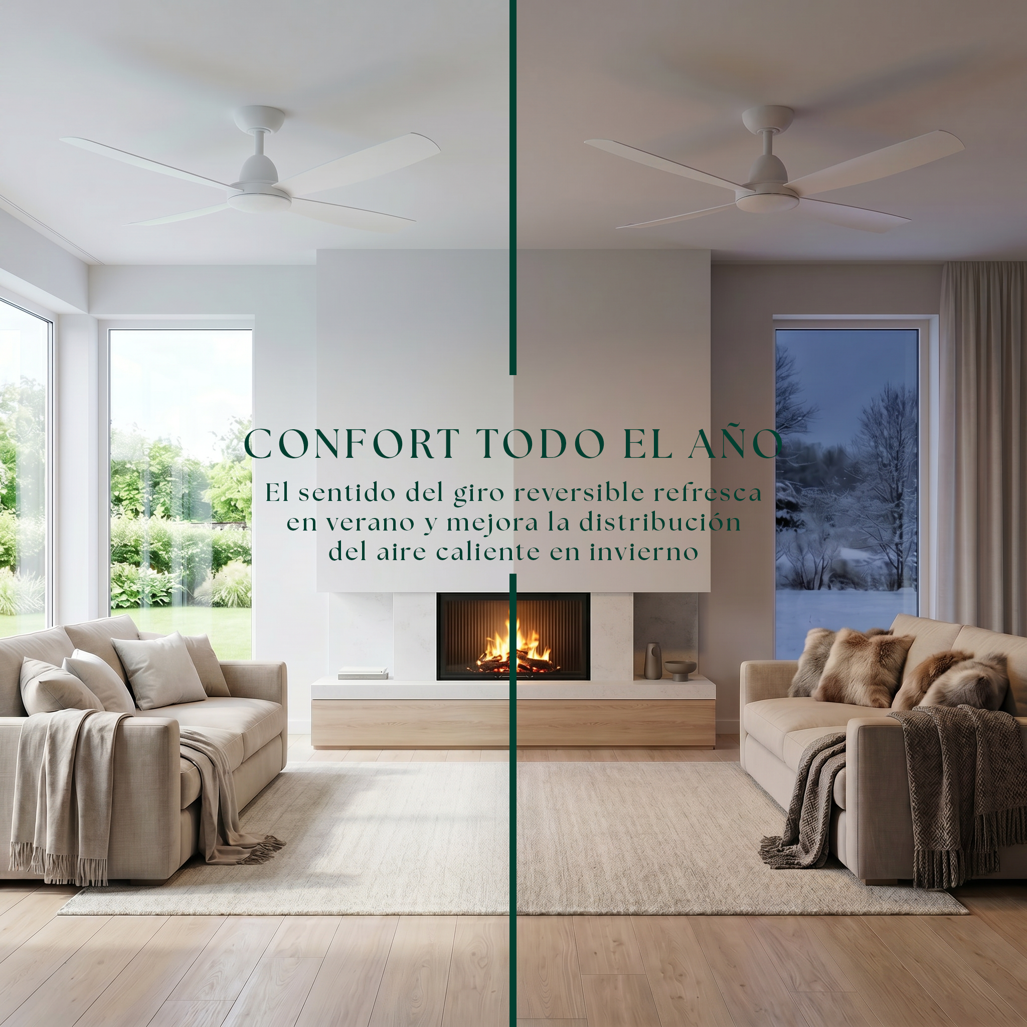 Ventilador de techo Saona de 122 cm (7–20 m²) – 4 aspas de ABS
