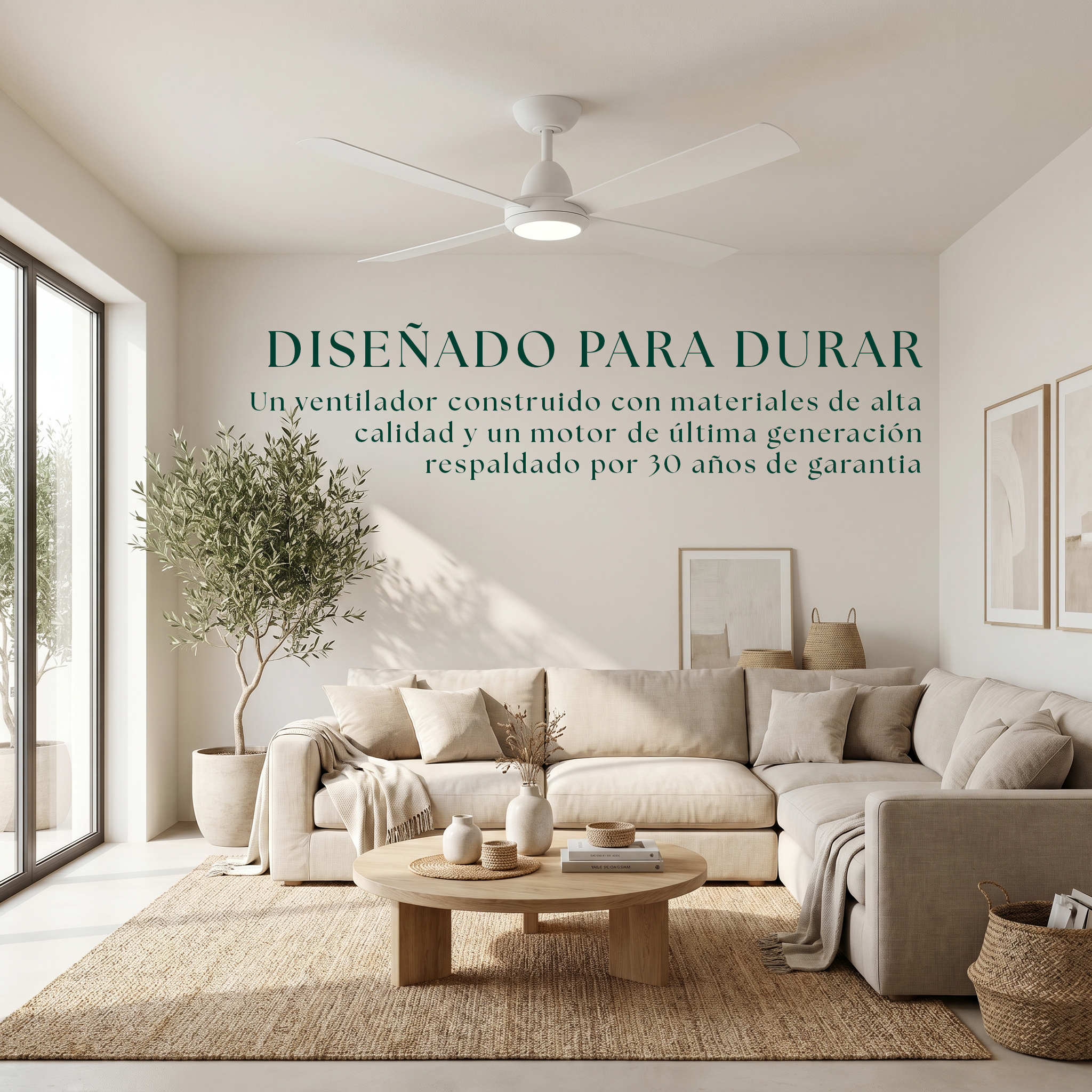 Ventilador de techo Saona de 122 cm (7–20 m²) – 4 aspas de ABS
