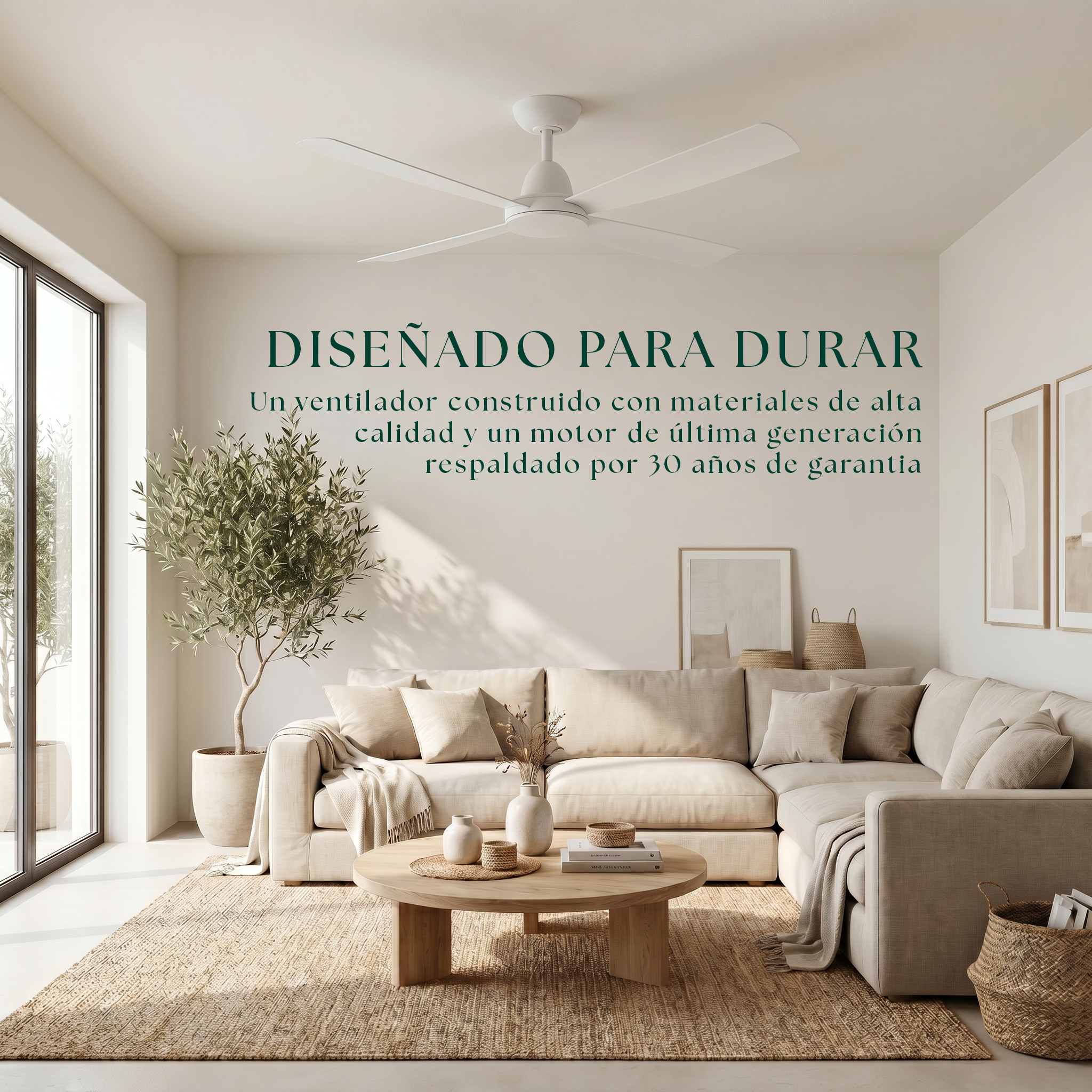Ventilador de techo Saona de 122 cm (7–20 m²) – 4 aspas de ABS
