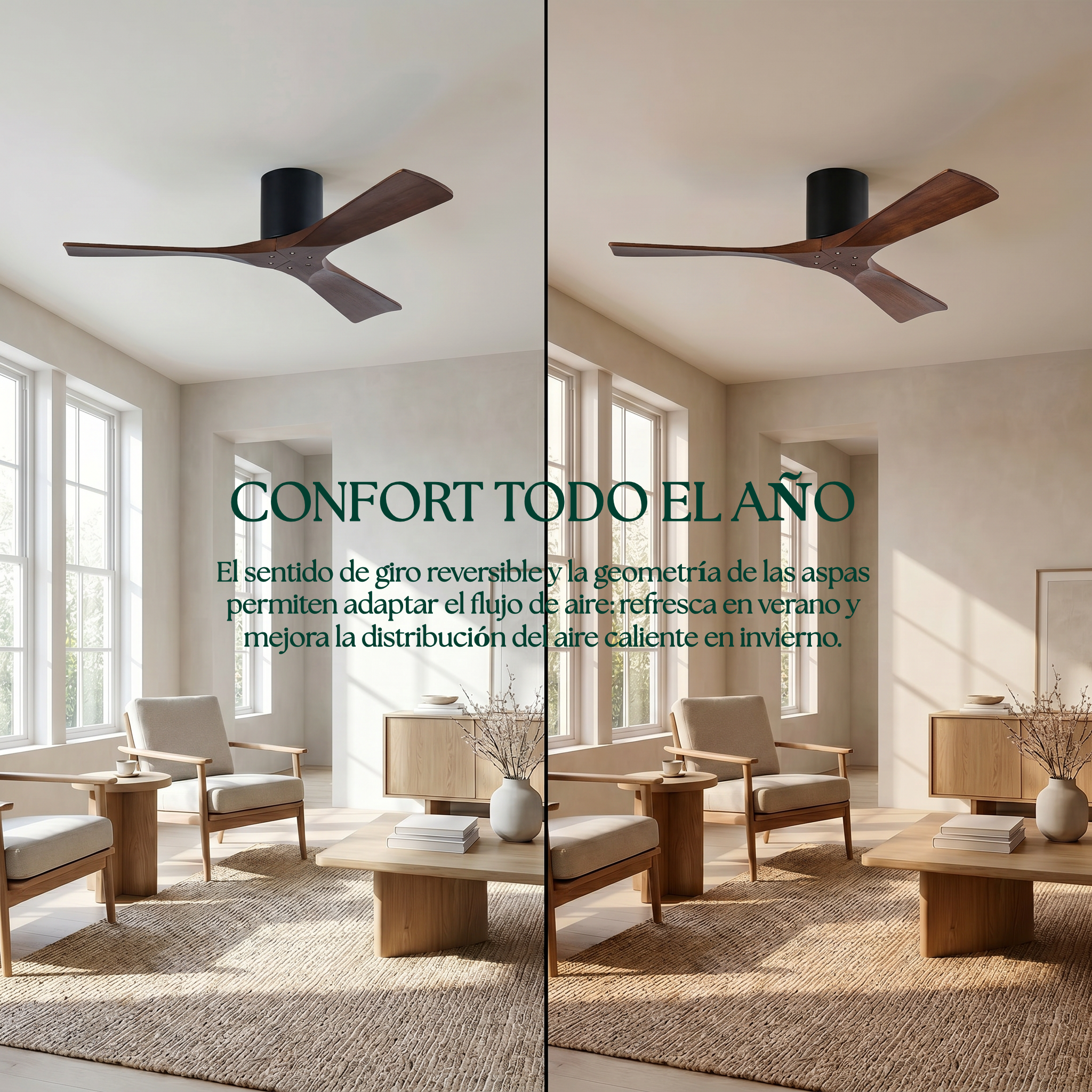 Ventilador de Techo de Madera Etoile 132 cm y 112 cm