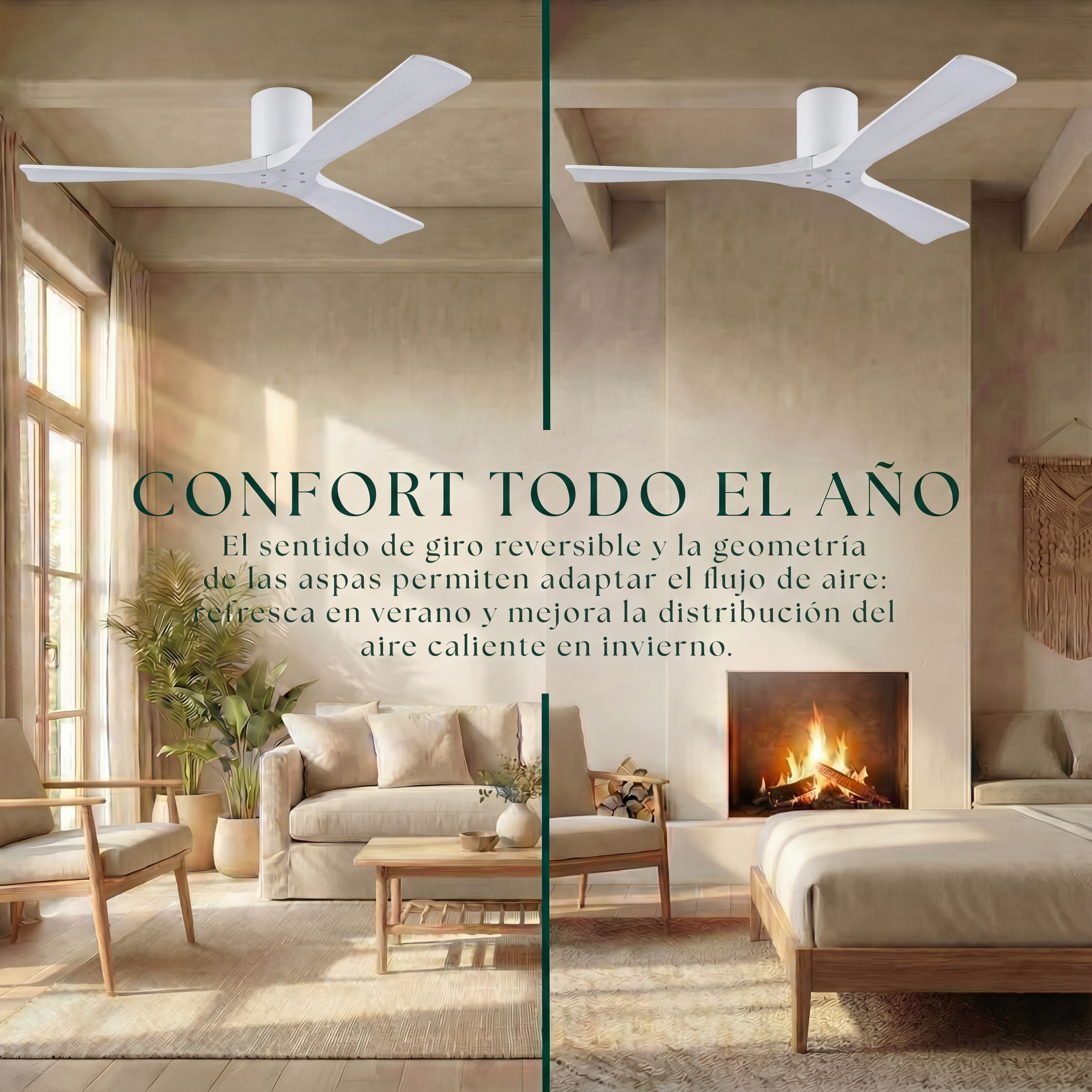 Ventilador de Techo de Madera Etoile 132 cm y 112 cm