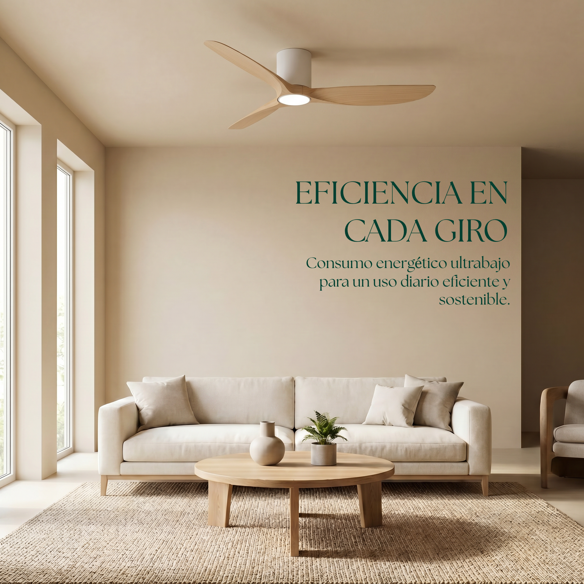 Ventilador de Techo Golfet de 132 cm (10–20 m²) – 3 Aspas ABS