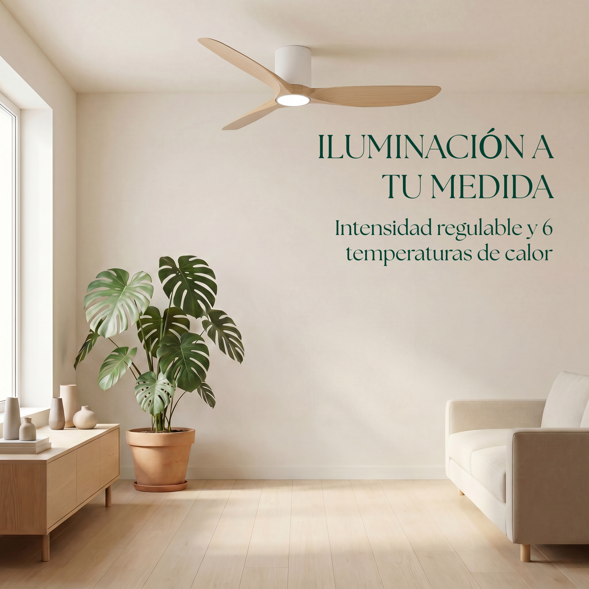 Ventilador de Techo Golfet de 132 cm (10–20 m²) – 3 Aspas ABS