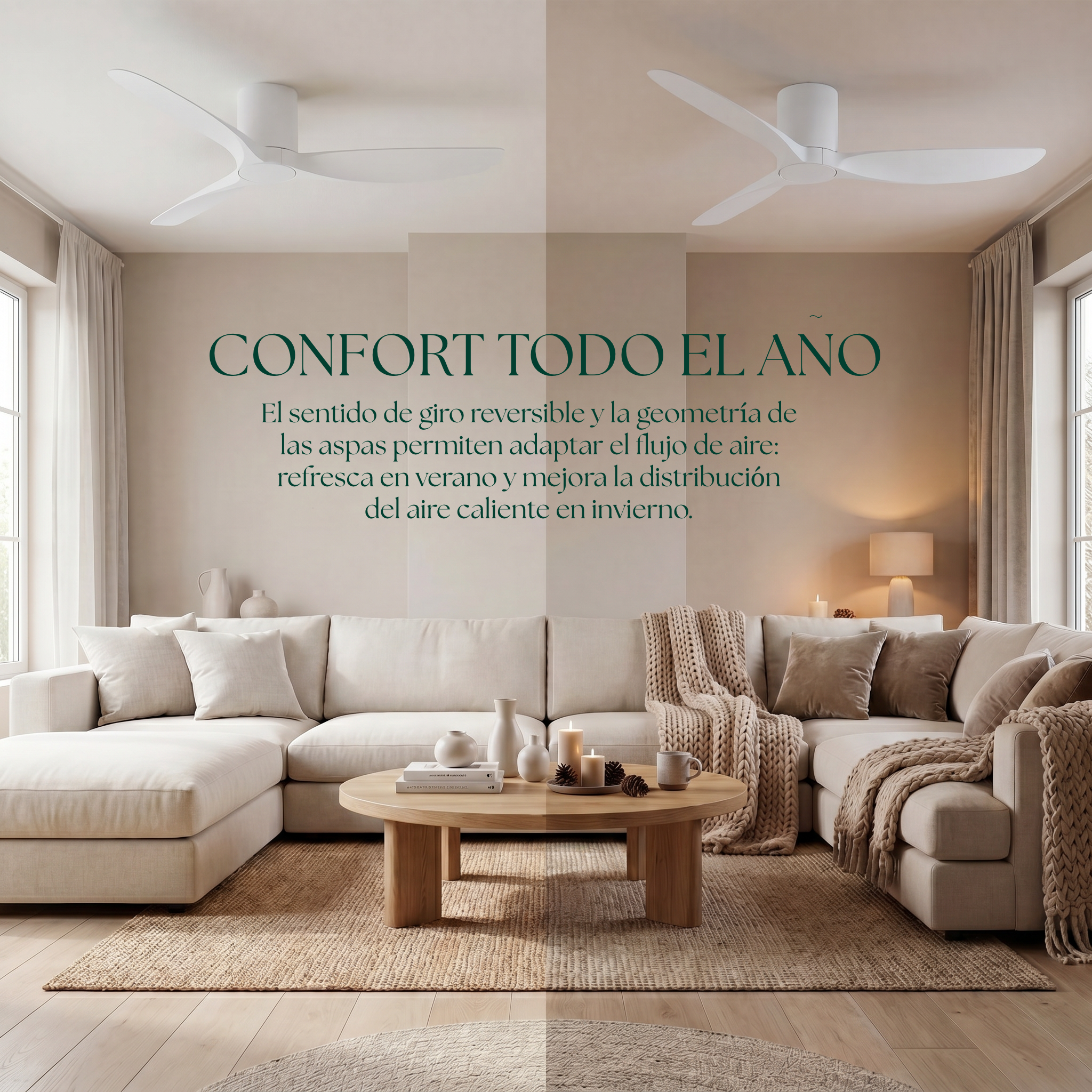 Ventilador de Techo Golfet de 132 cm (10–20 m²) – 3 Aspas ABS
