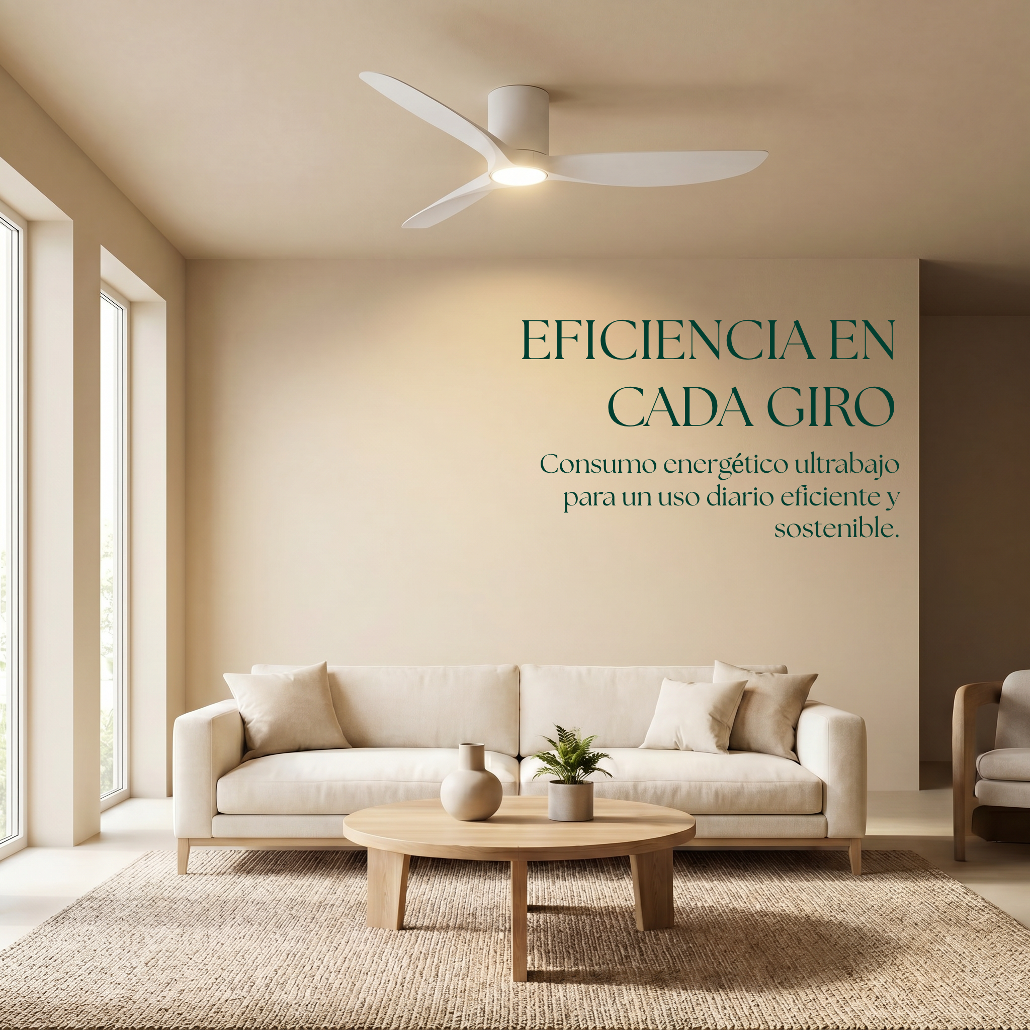 Ventilador de Techo Golfet de 132 cm (10–20 m²) – 3 Aspas ABS