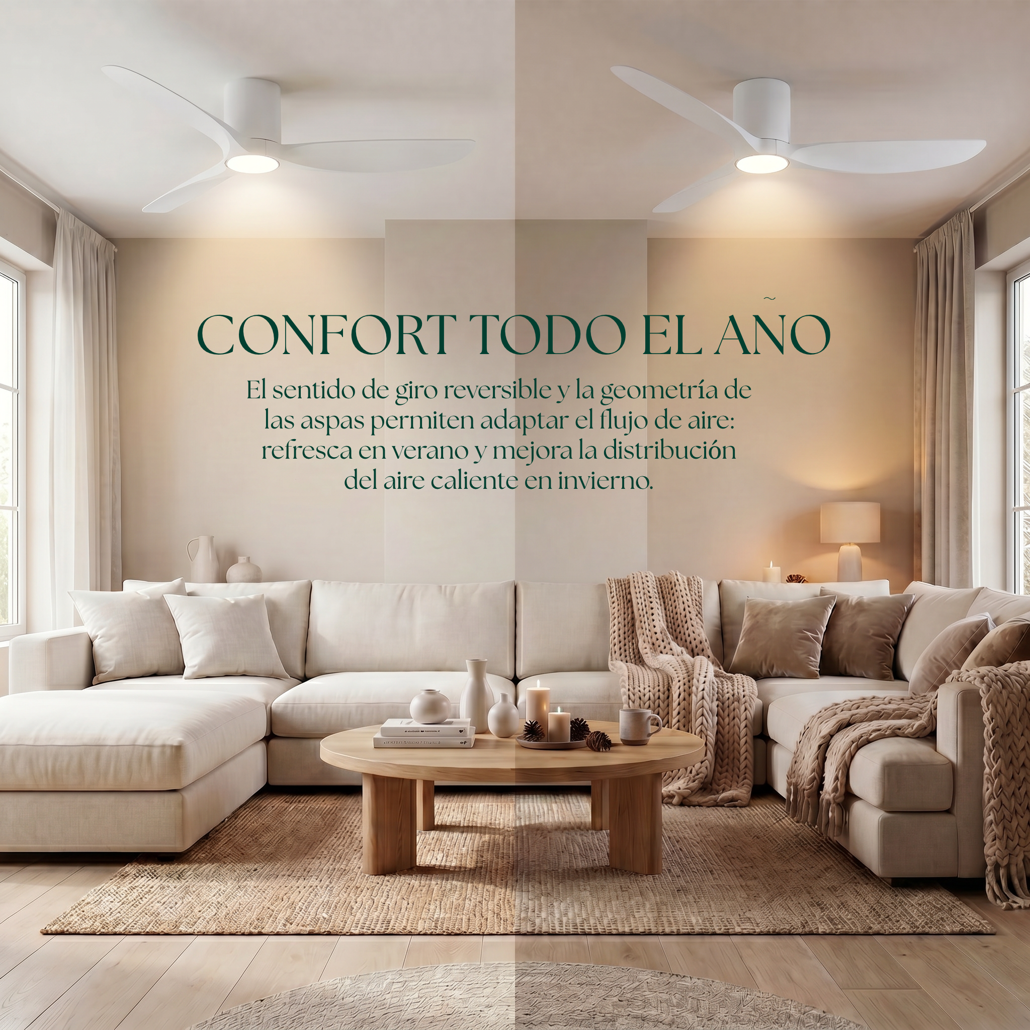 Ventilador de Techo Golfet de 132 cm (10–20 m²) – 3 Aspas ABS