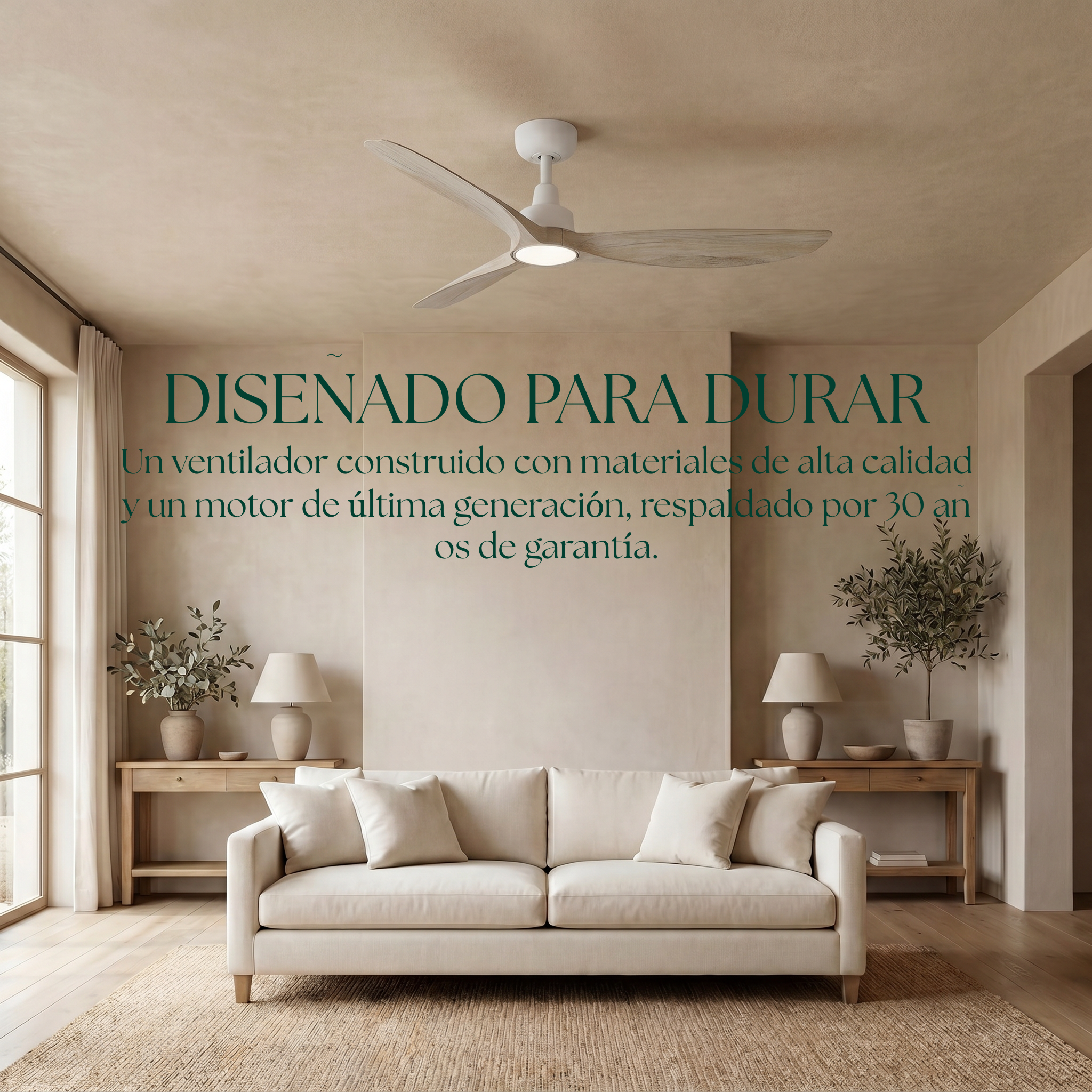 Marea 132 cm Ventilador de Techo (10–25 m²) – 3 Aspas de ABS