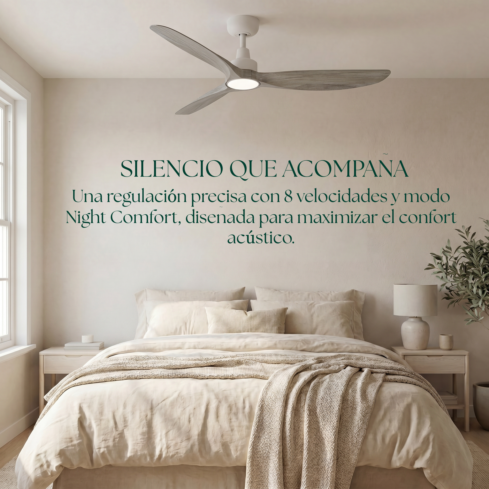 Marea 132 cm Ventilador de Techo (10–25 m²) – 3 Aspas de ABS