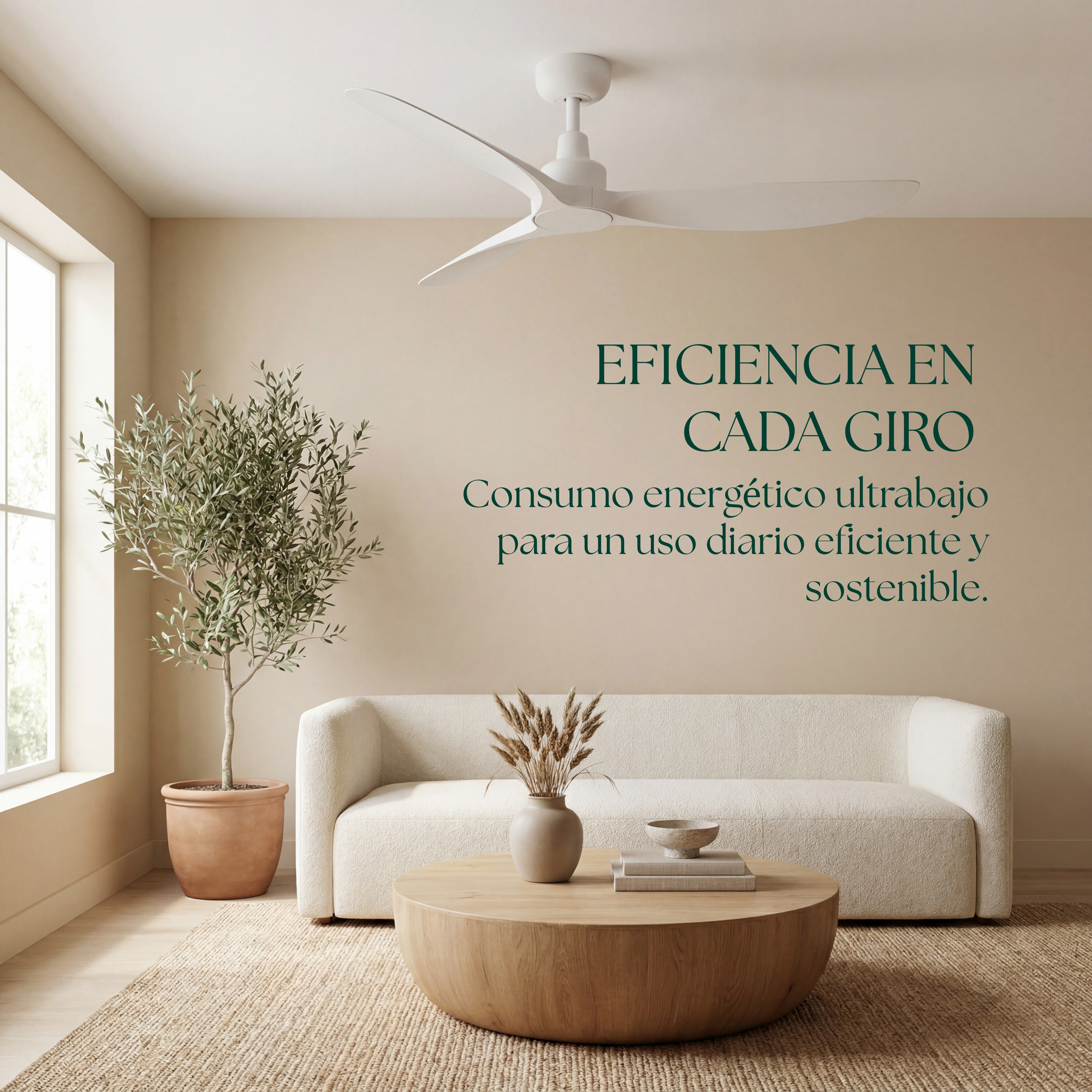Marea 132 cm Ventilador de Techo (10–25 m²) – 3 Aspas de ABS