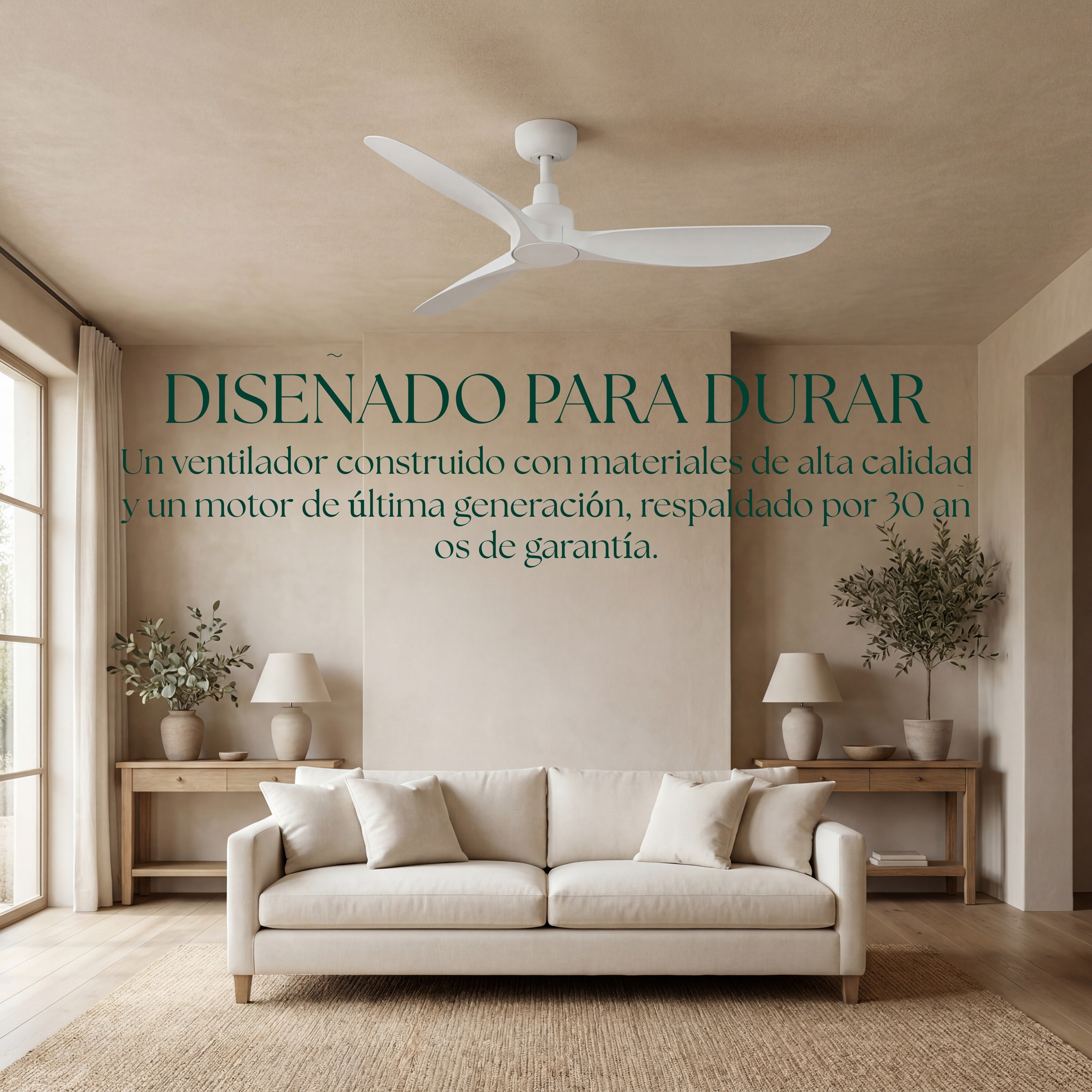 Marea 132 cm Ventilador de Techo (10–25 m²) – 3 Aspas de ABS