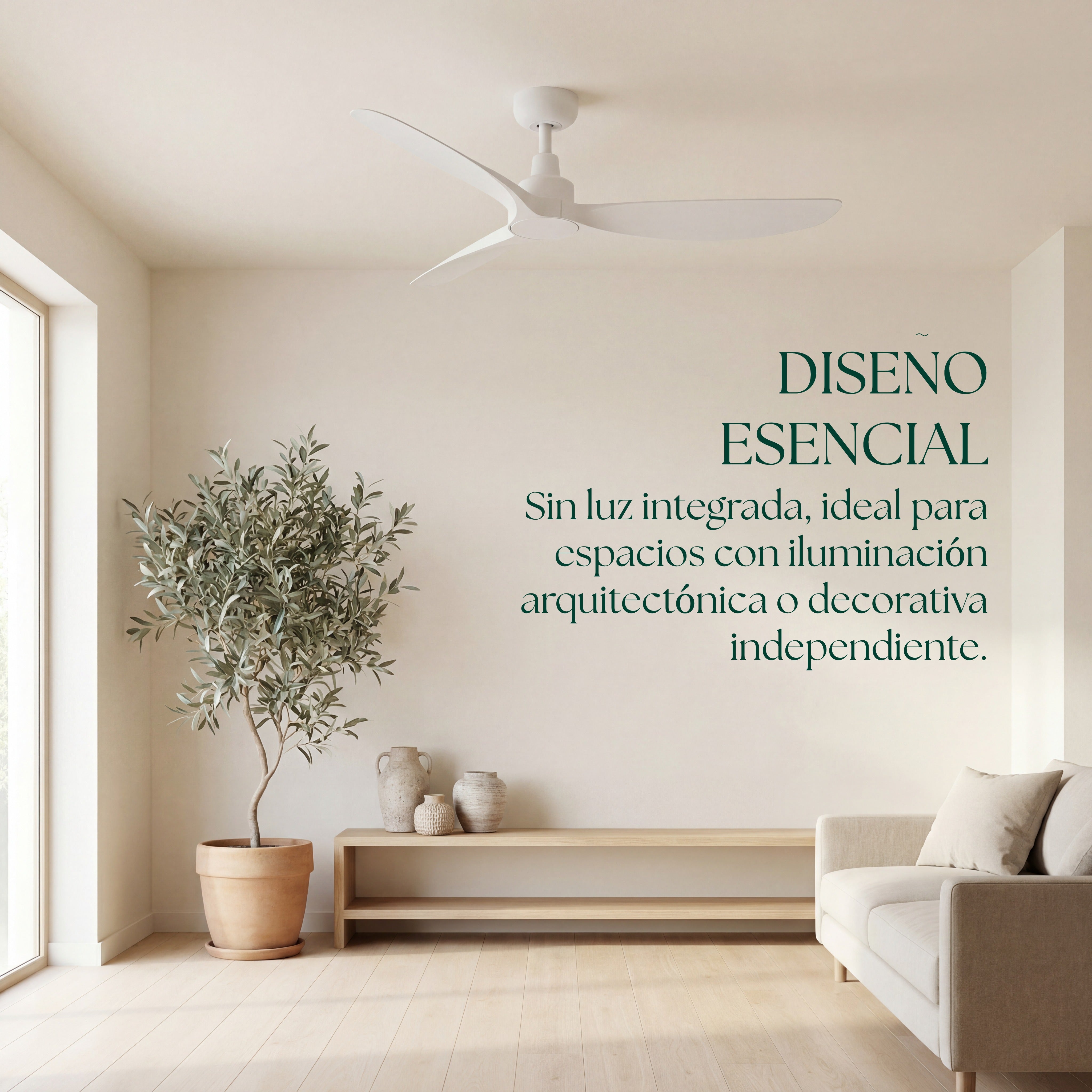 Marea 132 cm Ventilador de Techo (10–25 m²) – 3 Aspas de ABS