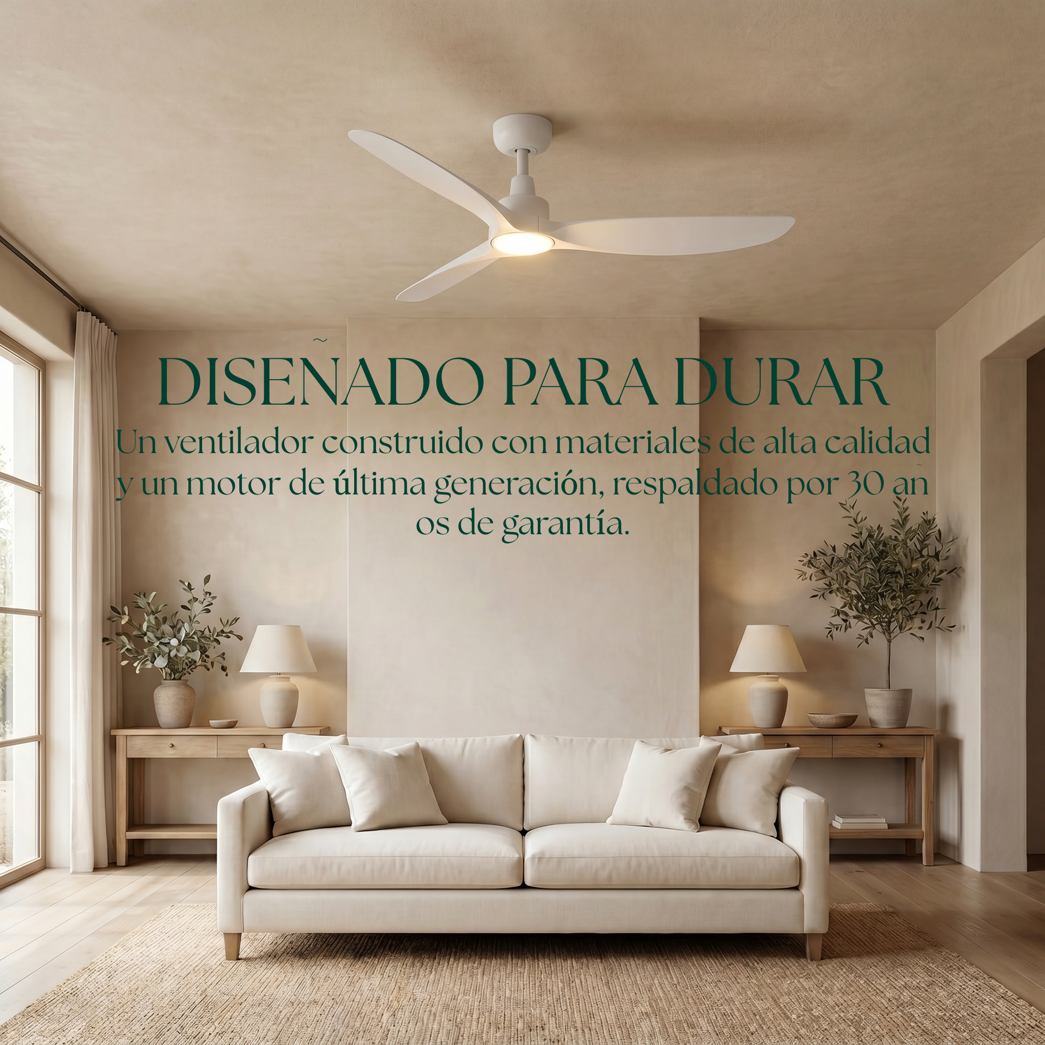 Marea 132 cm Ventilador de Techo (10–25 m²) – 3 Aspas de ABS