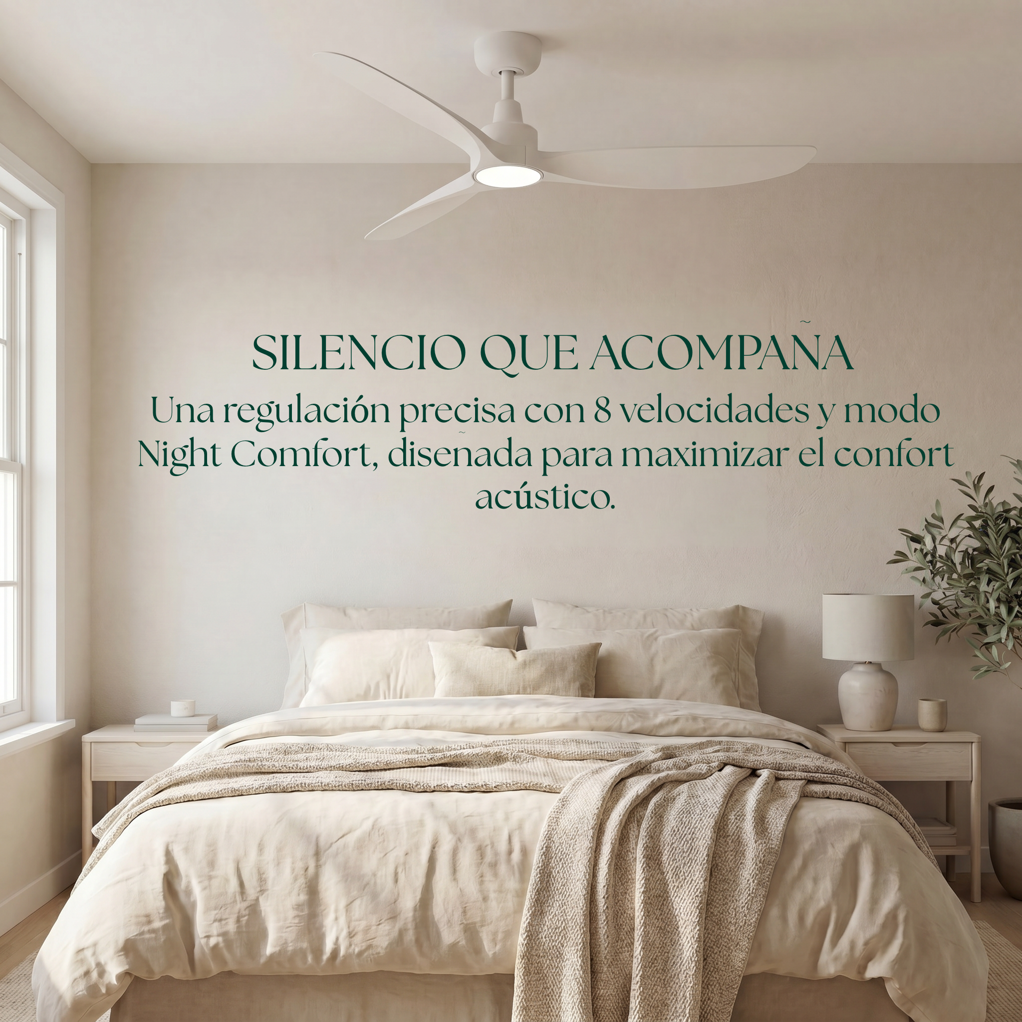 Marea 132 cm Ventilador de Techo (10–25 m²) – 3 Aspas de ABS