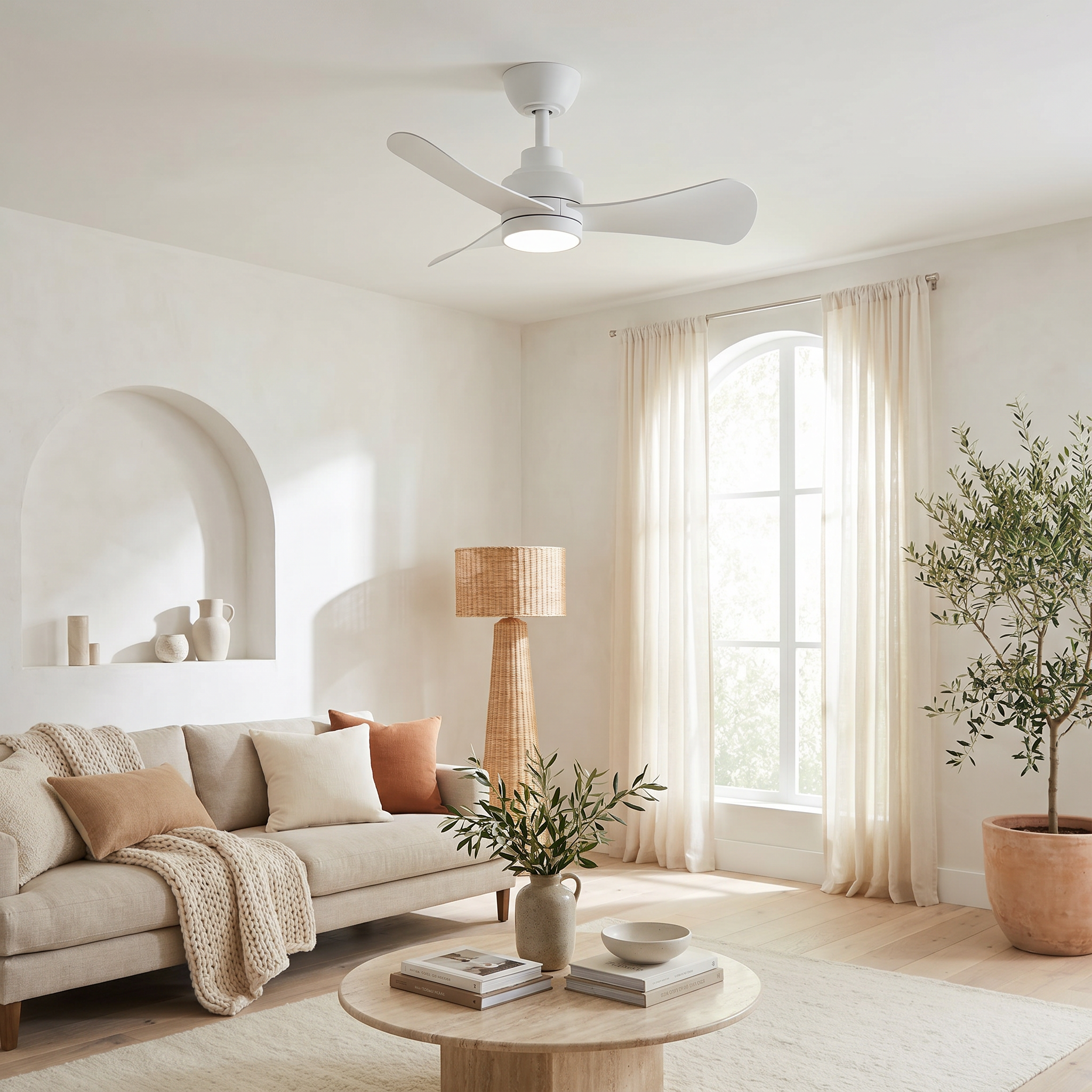 Turqueta Ventilatore da Soffitto 83 cm (<8 m²) – 3 Pale in ABS con Luce LED, Compatto