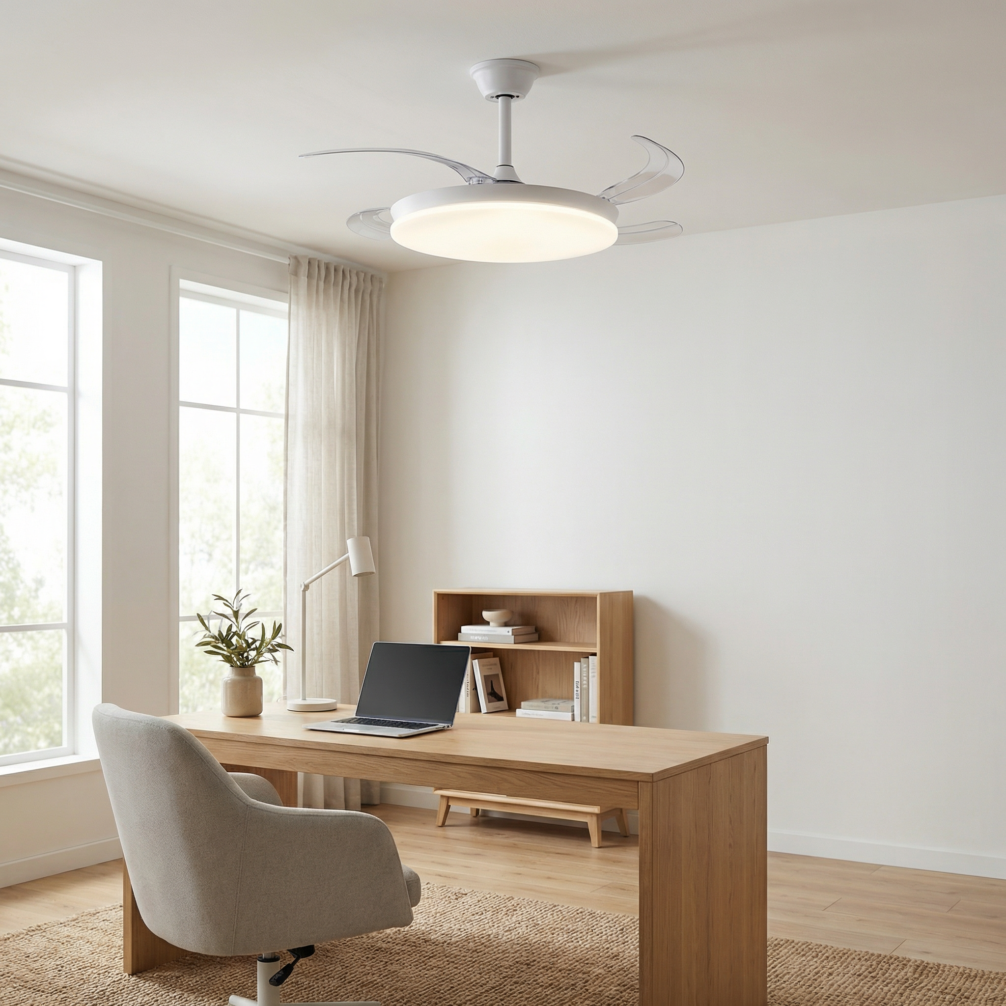 Ventilador de techo Milos de 55 cm (6–15 m²) – Compacto con luz LED