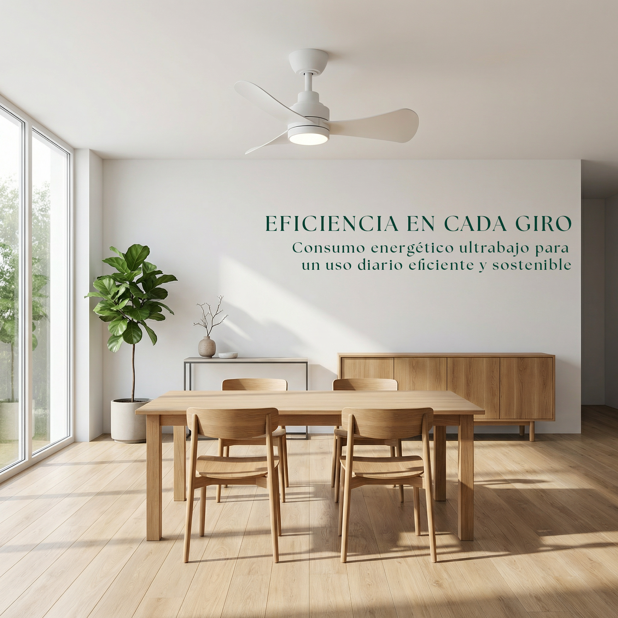 Ventilador de Techo Turqueta 83 cm (<8 m²) - 3 Aspas ABS con Luz LED