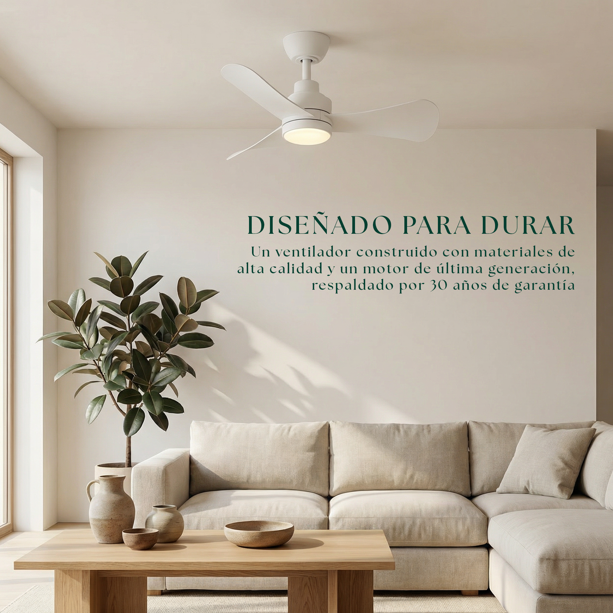 Ventilador de Techo Turqueta 83 cm (<8 m²) - 3 Aspas ABS con Luz LED