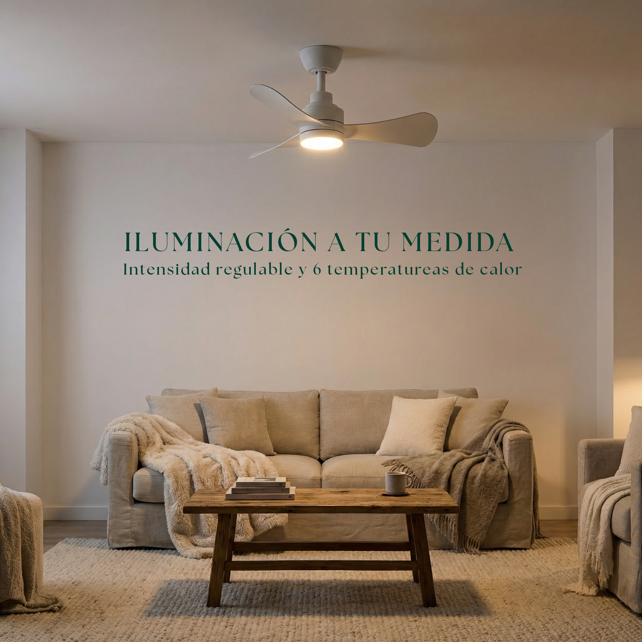 Ventilador de Techo Turqueta 83 cm (<8 m²) - 3 Aspas ABS con Luz LED