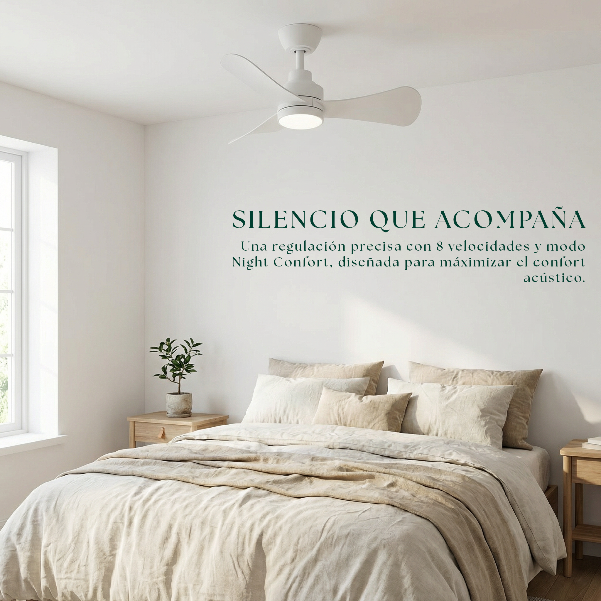 Ventilador de Techo Turqueta 83 cm (<8 m²) - 3 Aspas ABS con Luz LED