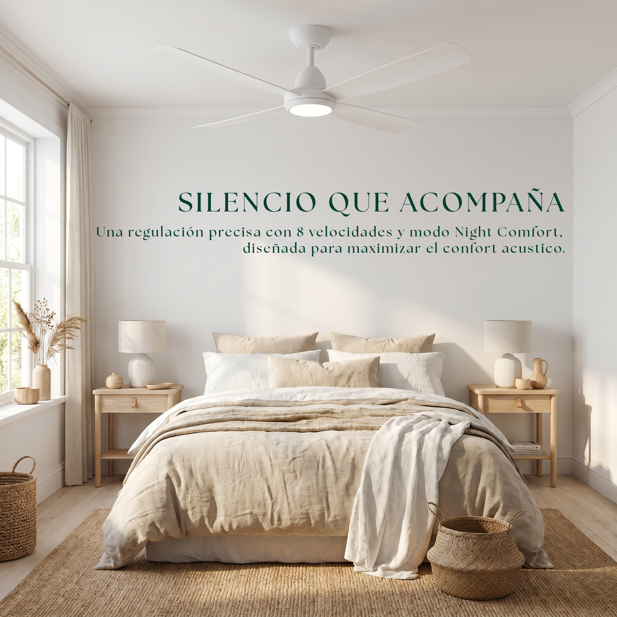 Ventilador de techo Saona de 122 cm (7–20 m²) – 4 aspas de ABS