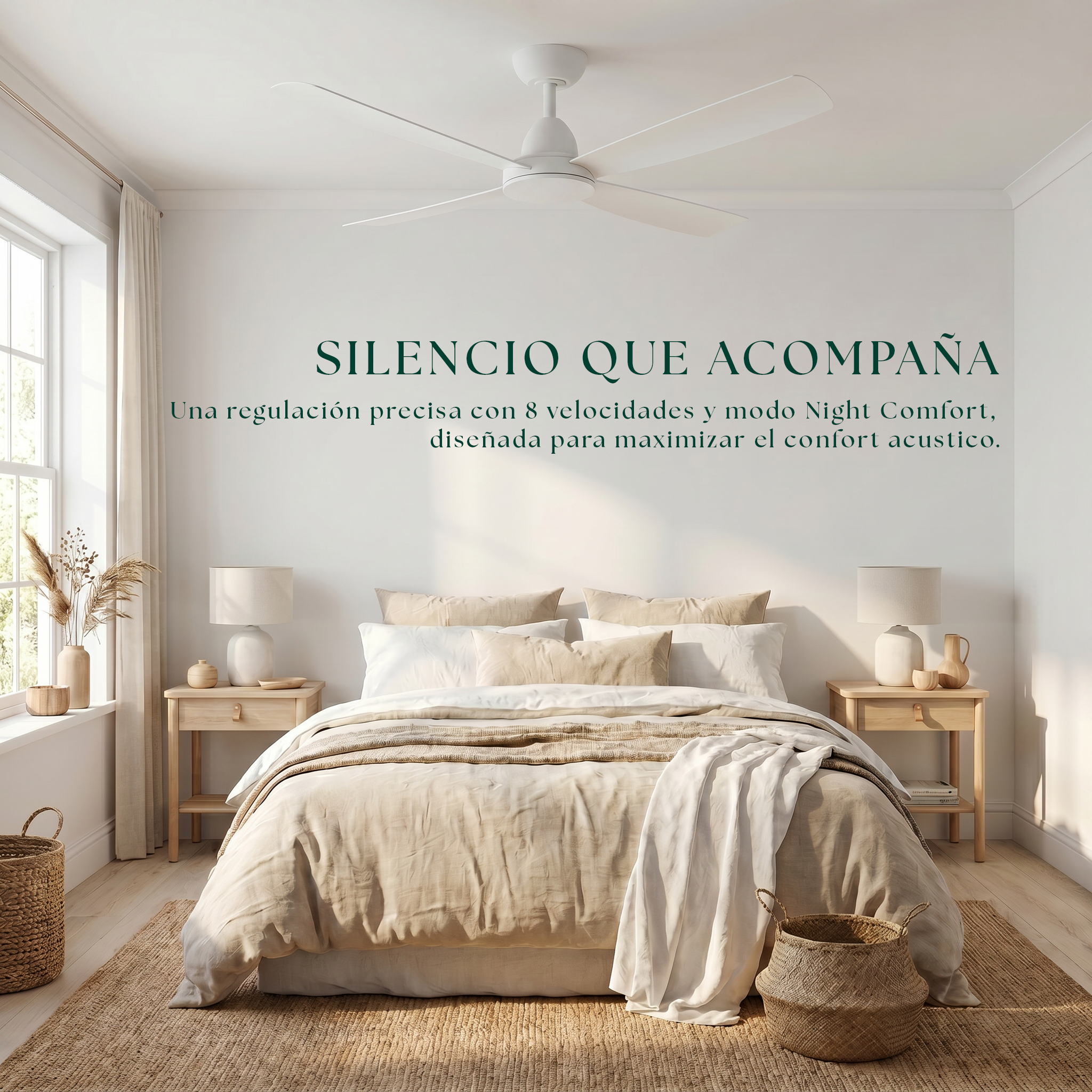Ventilador de techo Saona de 122 cm (7–20 m²) – 4 aspas de ABS